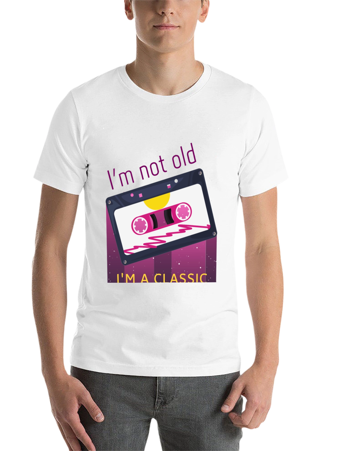 Black Retro Cassette Tape Graphic T-Shirt - "I'm Not Old, I'm a Classic" view 14