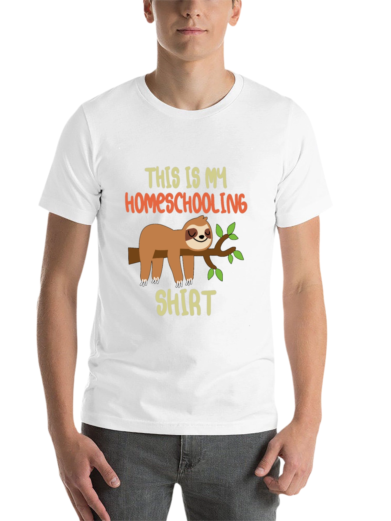 Black Homeschooling Sloth T-Shirt view 14