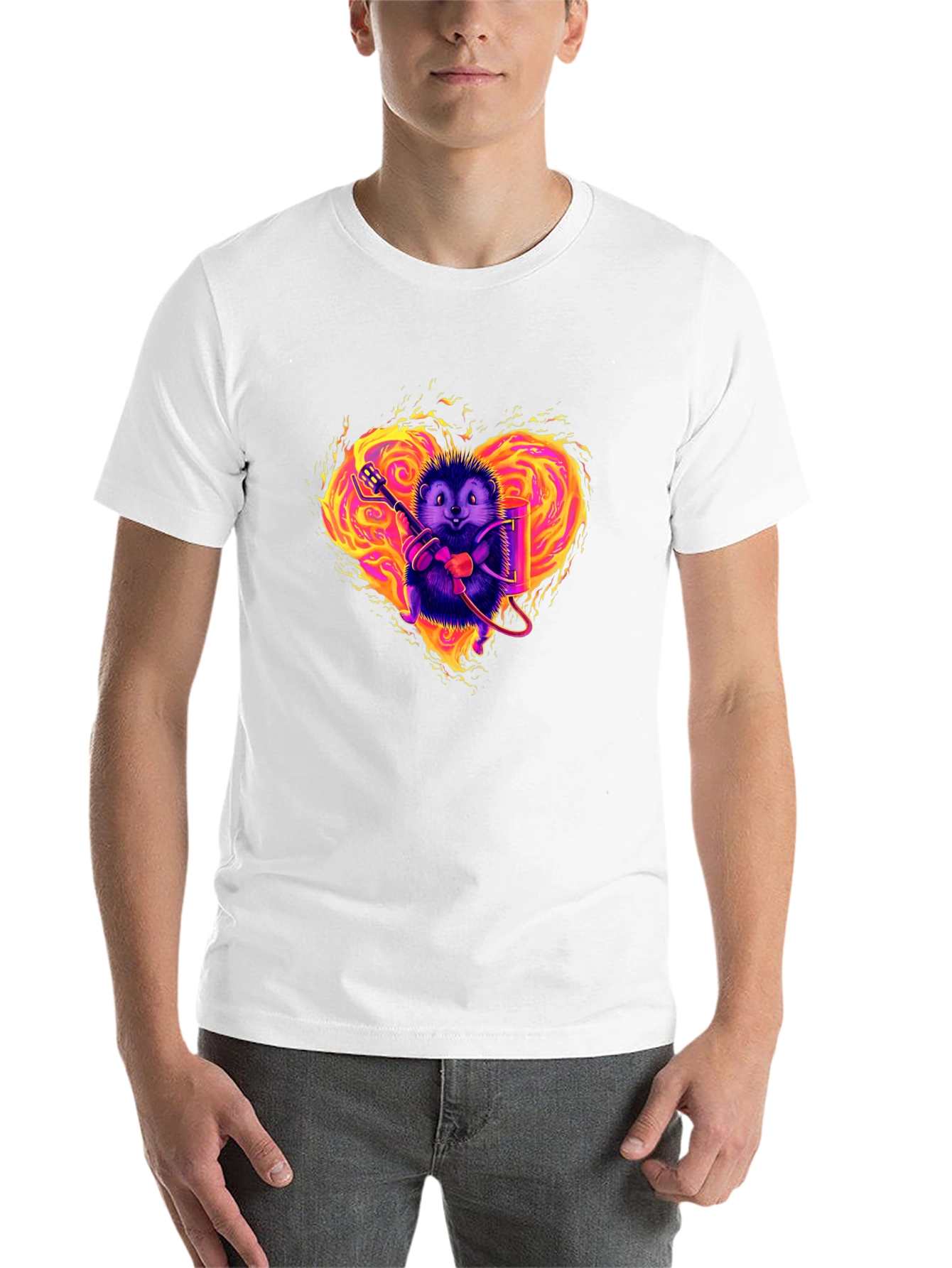 Black Flaming Heart Hedgehog Graphic Tee view 14