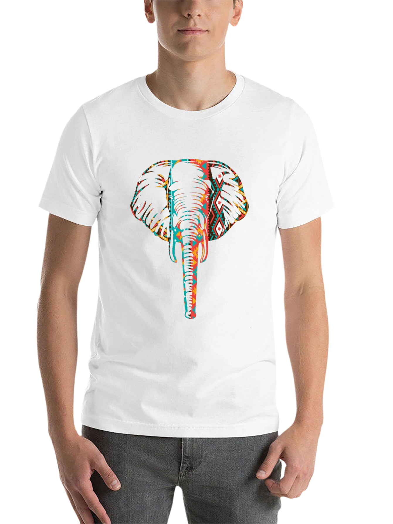 Black Elephant Tribal Design Graphic Tee view 14