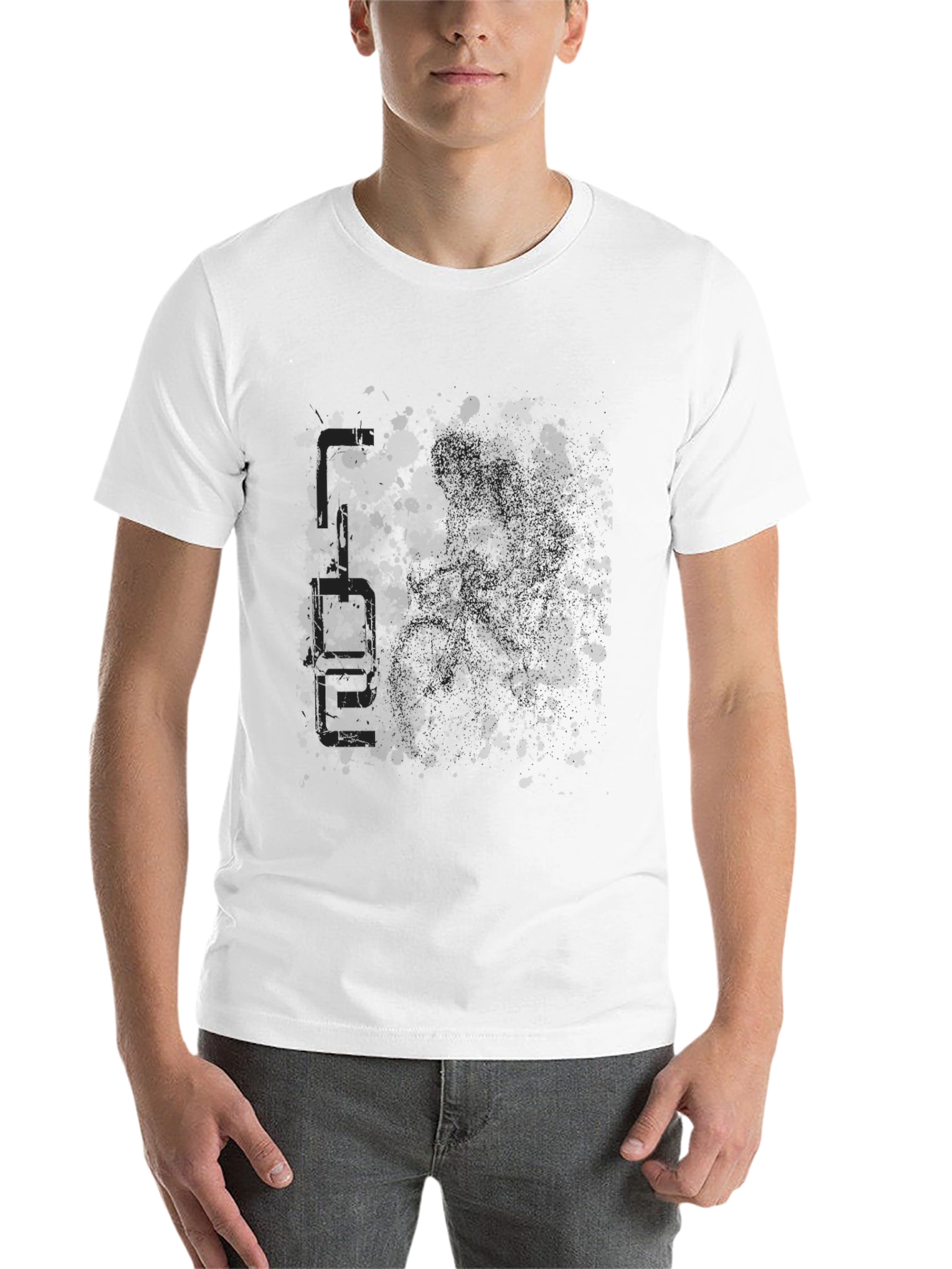Black Men's Graphic Black T-Shirt - Abstract Splatter Design view 14