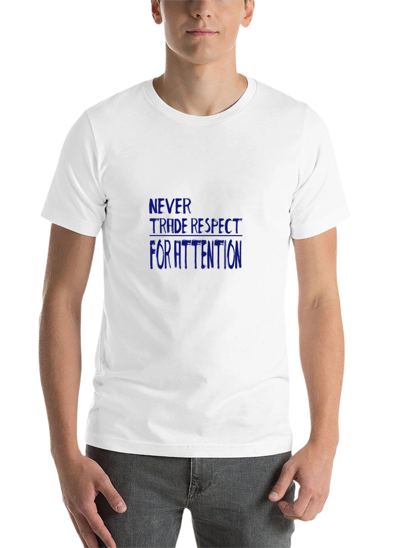 Black Men's Black Tee - Never Trade Respect for Attention view 14