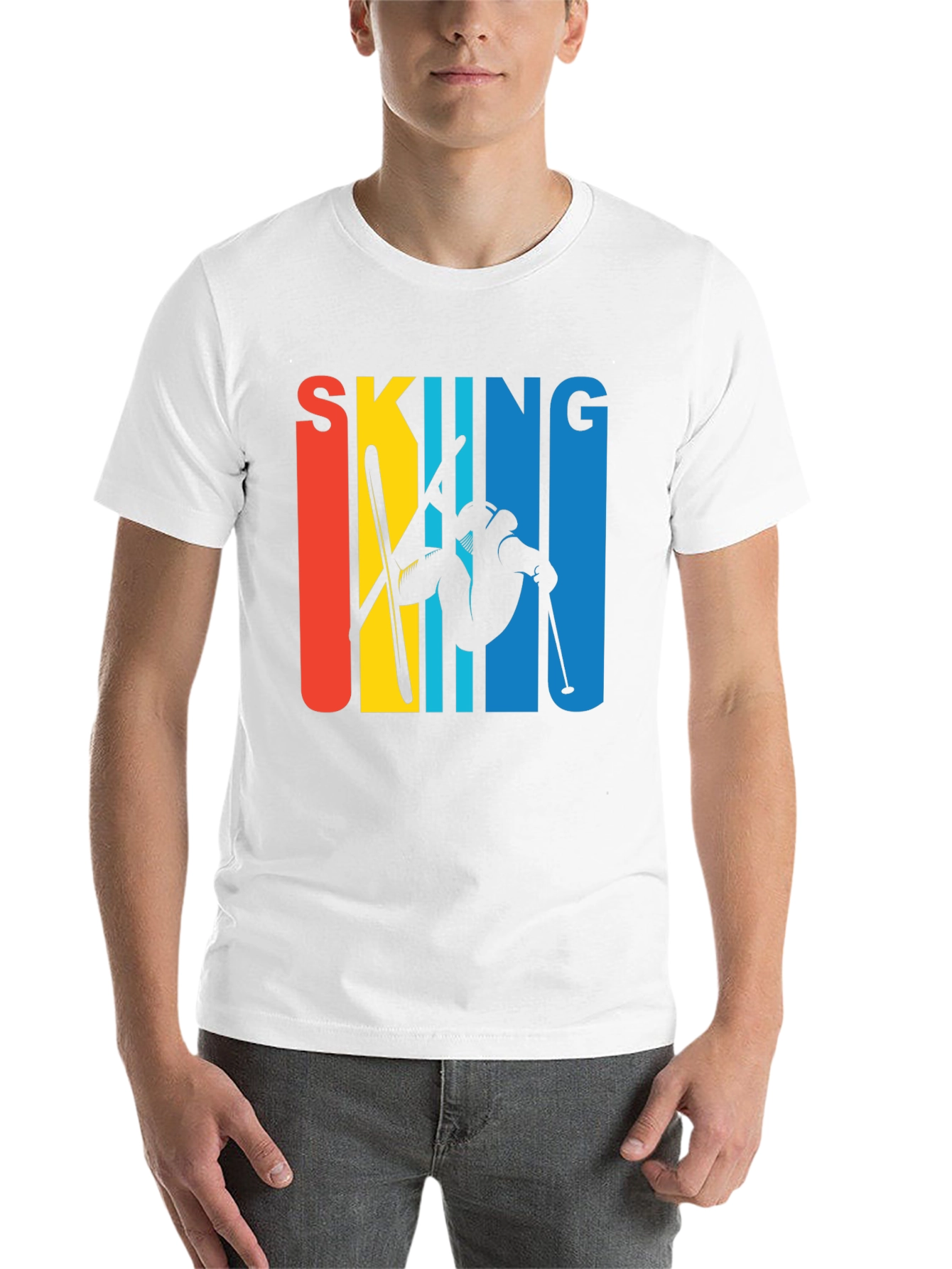 Black Retro Skiing Graphic Tee - Black Unisex T-Shirt view 14