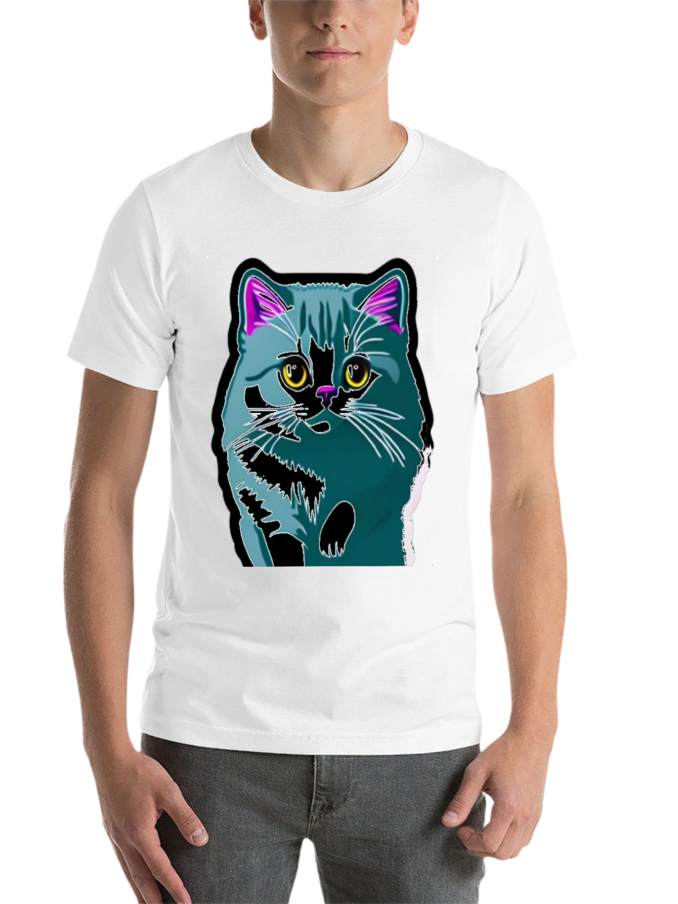 Black Cool Cat Graphic Tee - Men's Black T-Shirt view 14