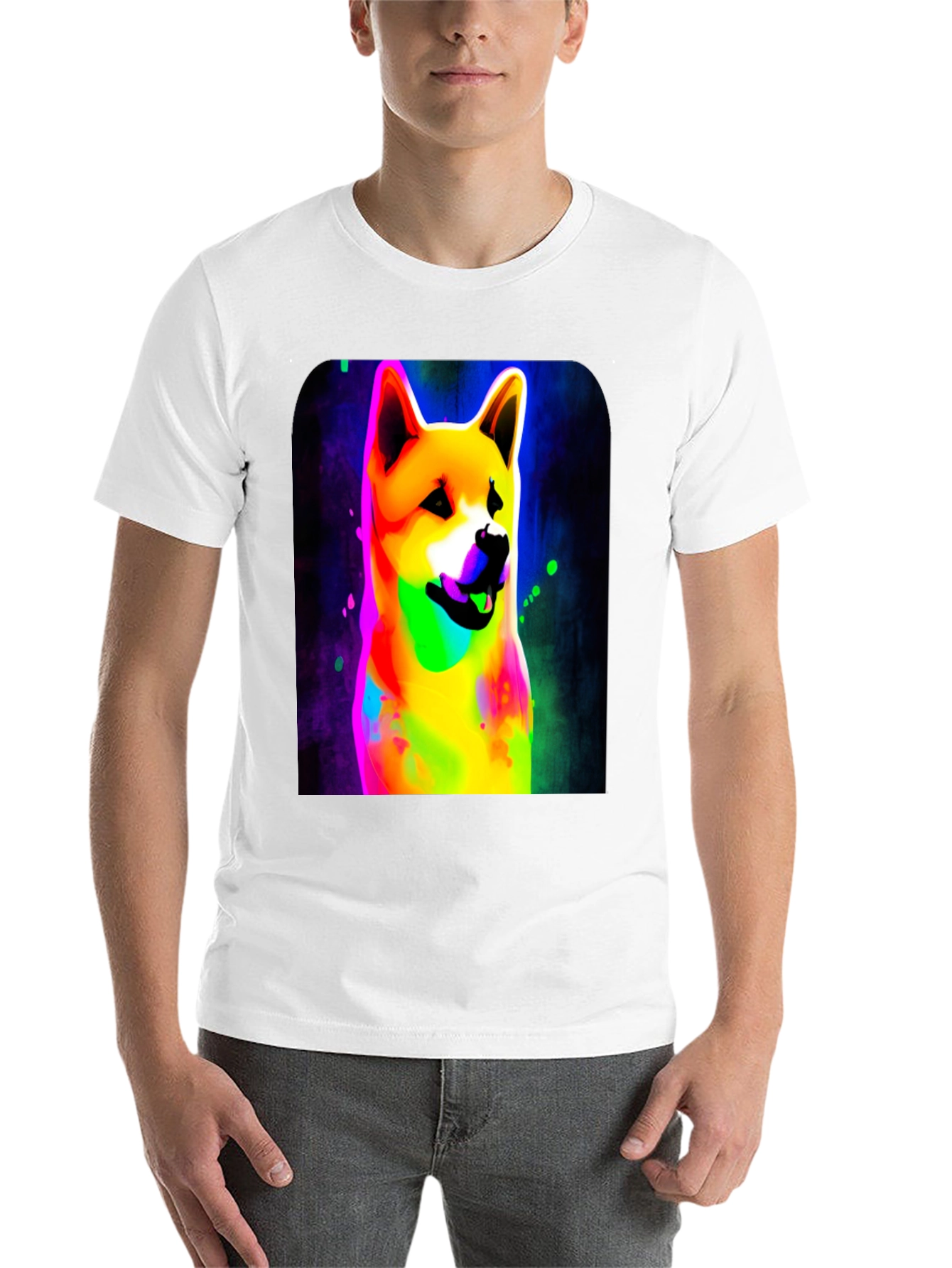 Black Colorful Shiba Inu Dog Graphic Tee - Black Cotton Blend view 14