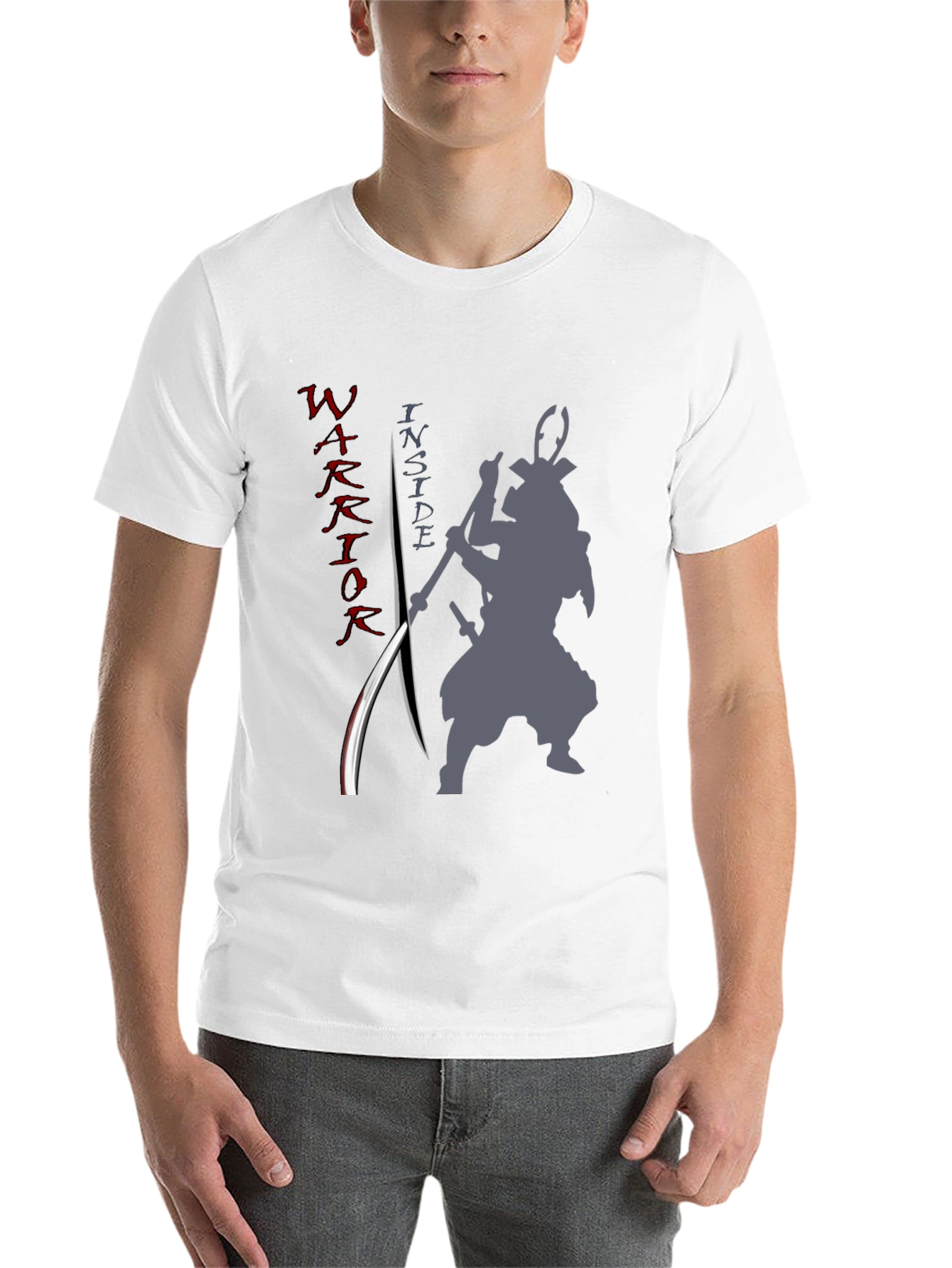 Black Warrior Inside Men's Graphic Tee - Samurai Design view 14