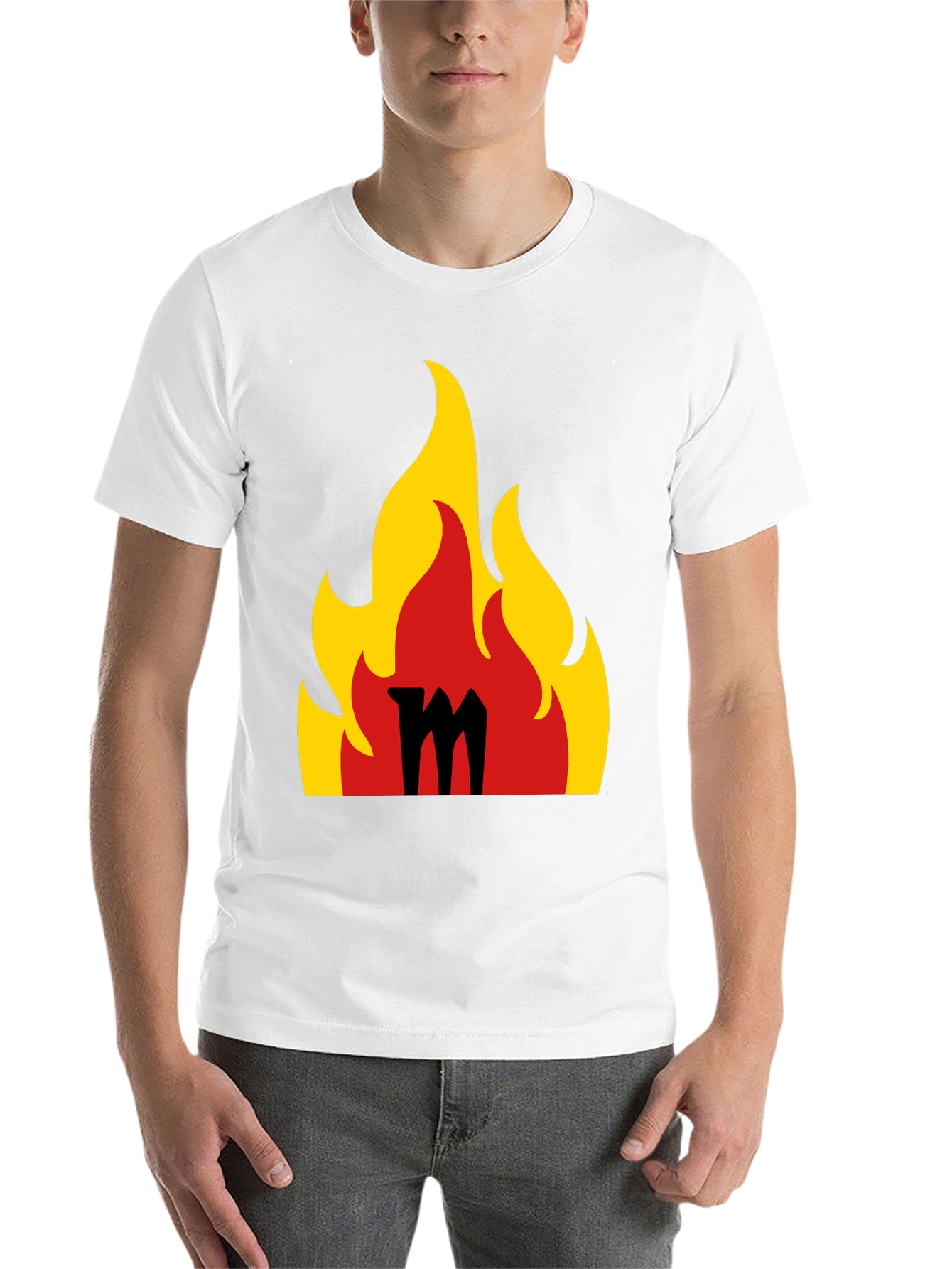 Black Flaming M Graphic Tee - Bold Black T-Shirt view 14