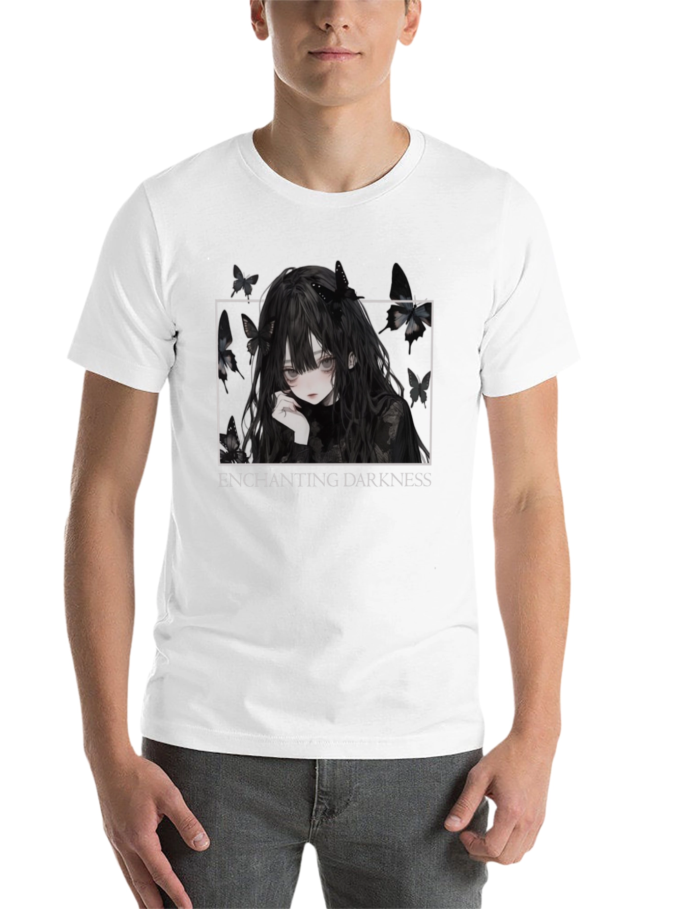 Black Enchanting Darkness Anime Girl Graphic Tee - Black view 14