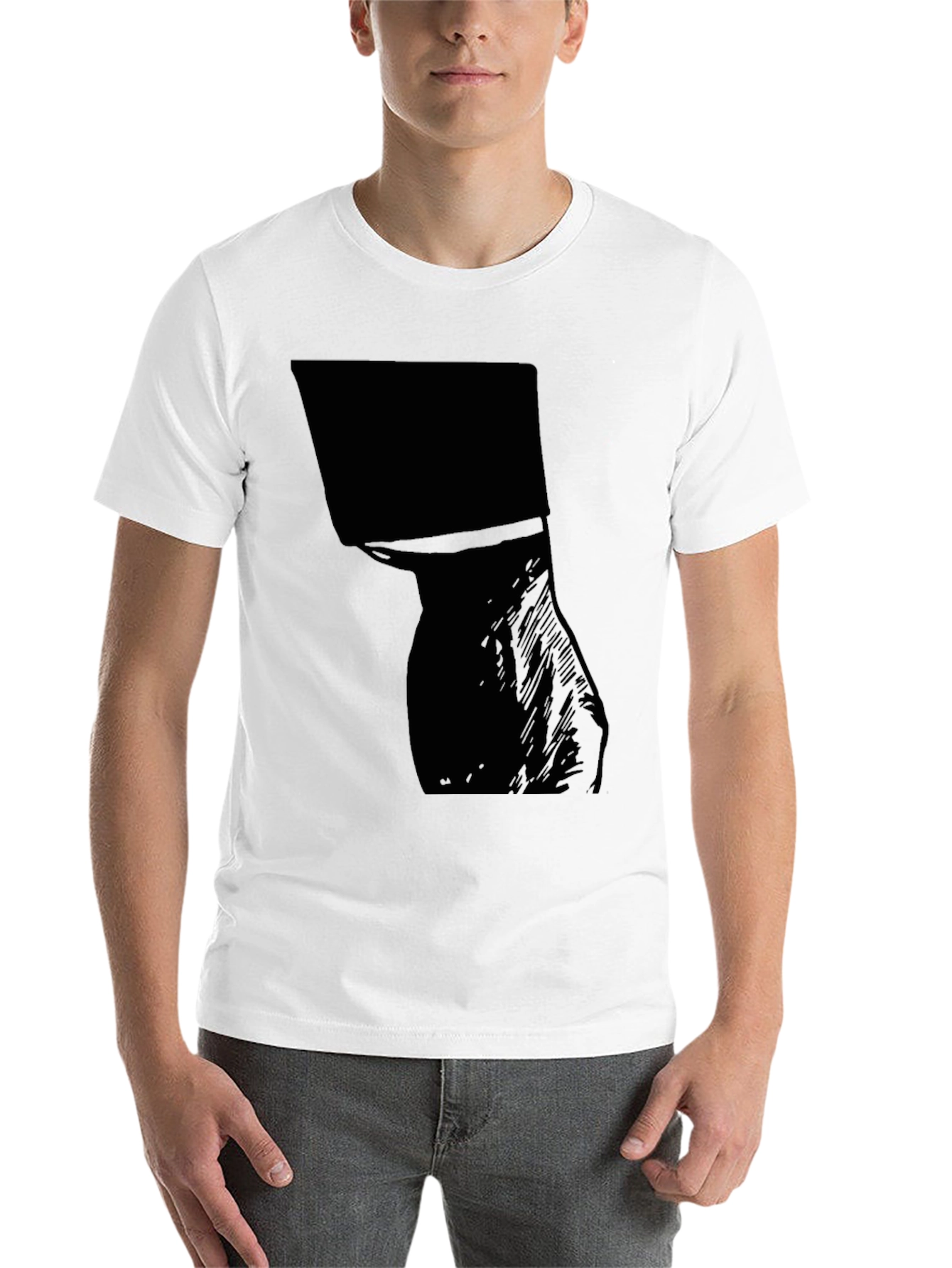 Black Men's Graphic Tee - Abstract Silhouette Design view 14