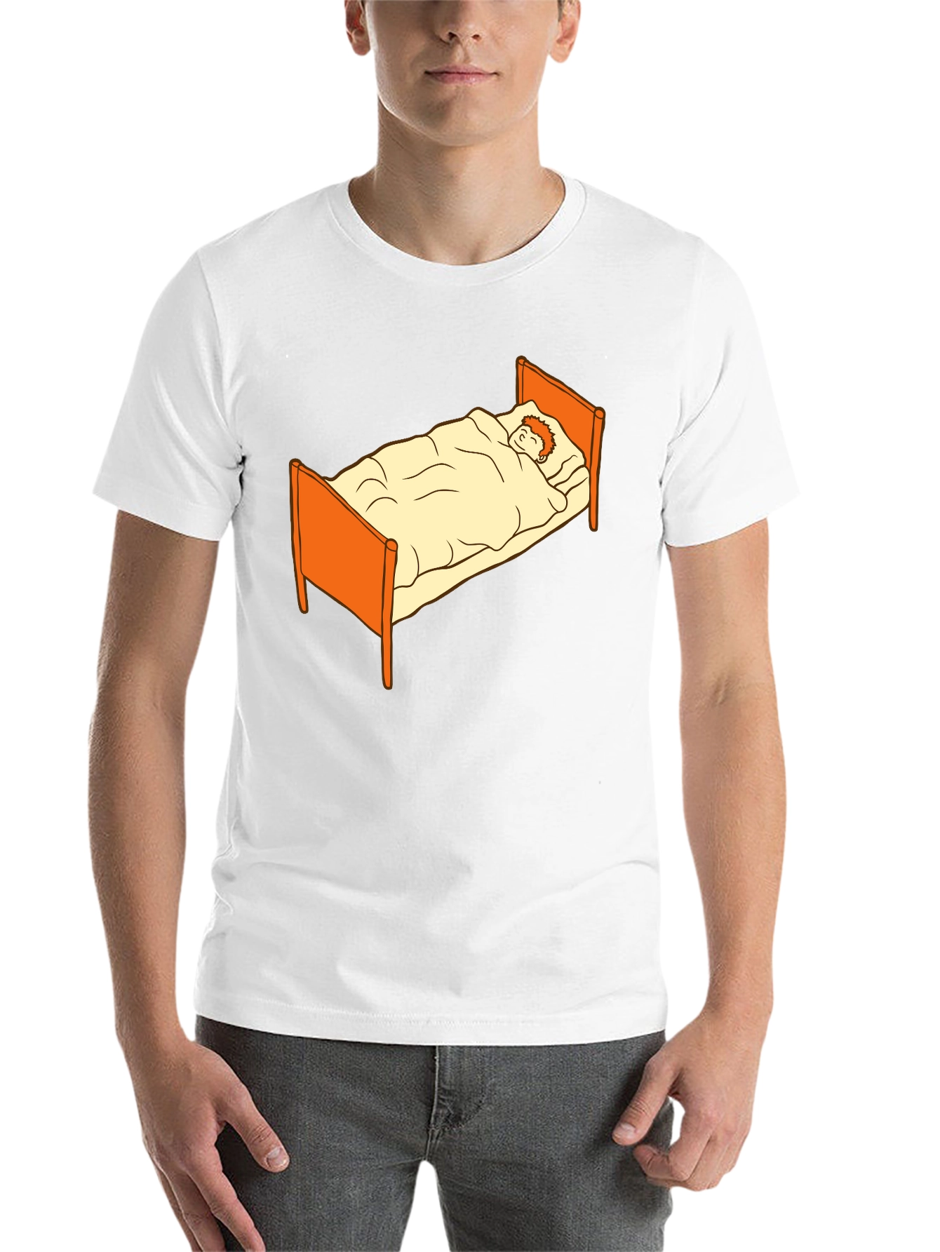 Black Sleepy Cartoon Man in Bed Graphic Tee - Black view 14