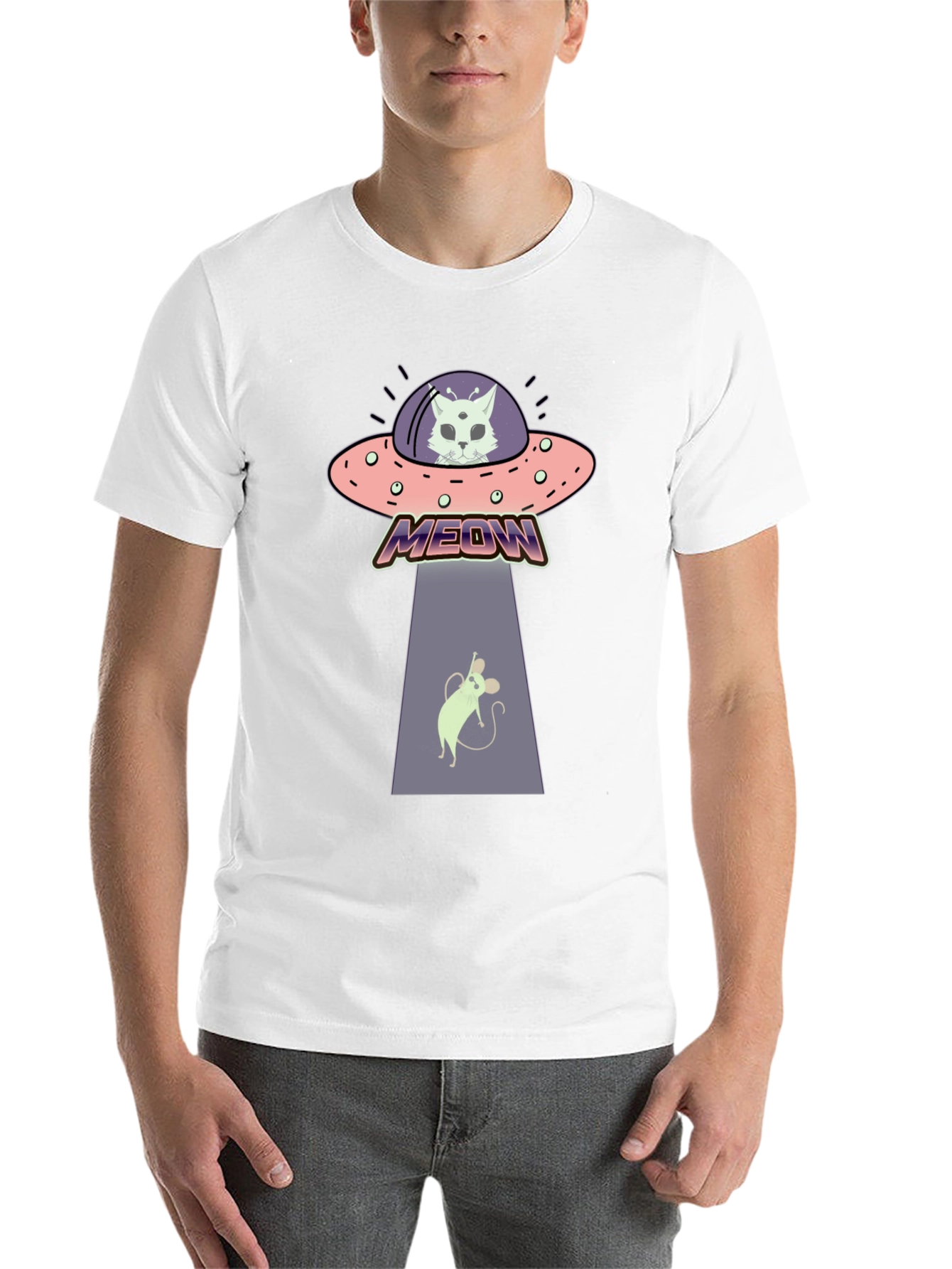 Alien Cat Abduction T-Shirt - Meow! - 14