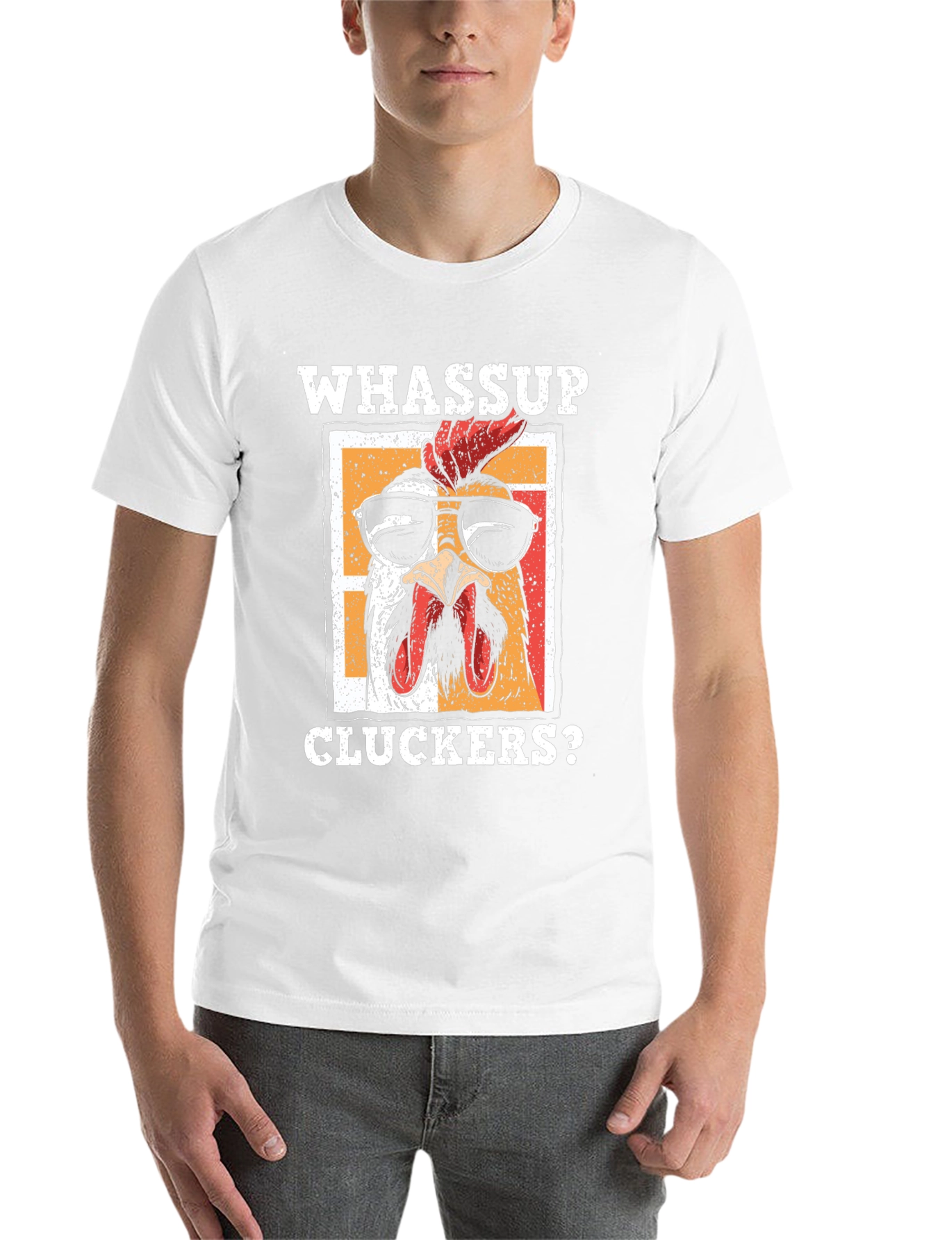 Black Whassup Cluckers? T-Shirt - Cool Chicken Design view 14