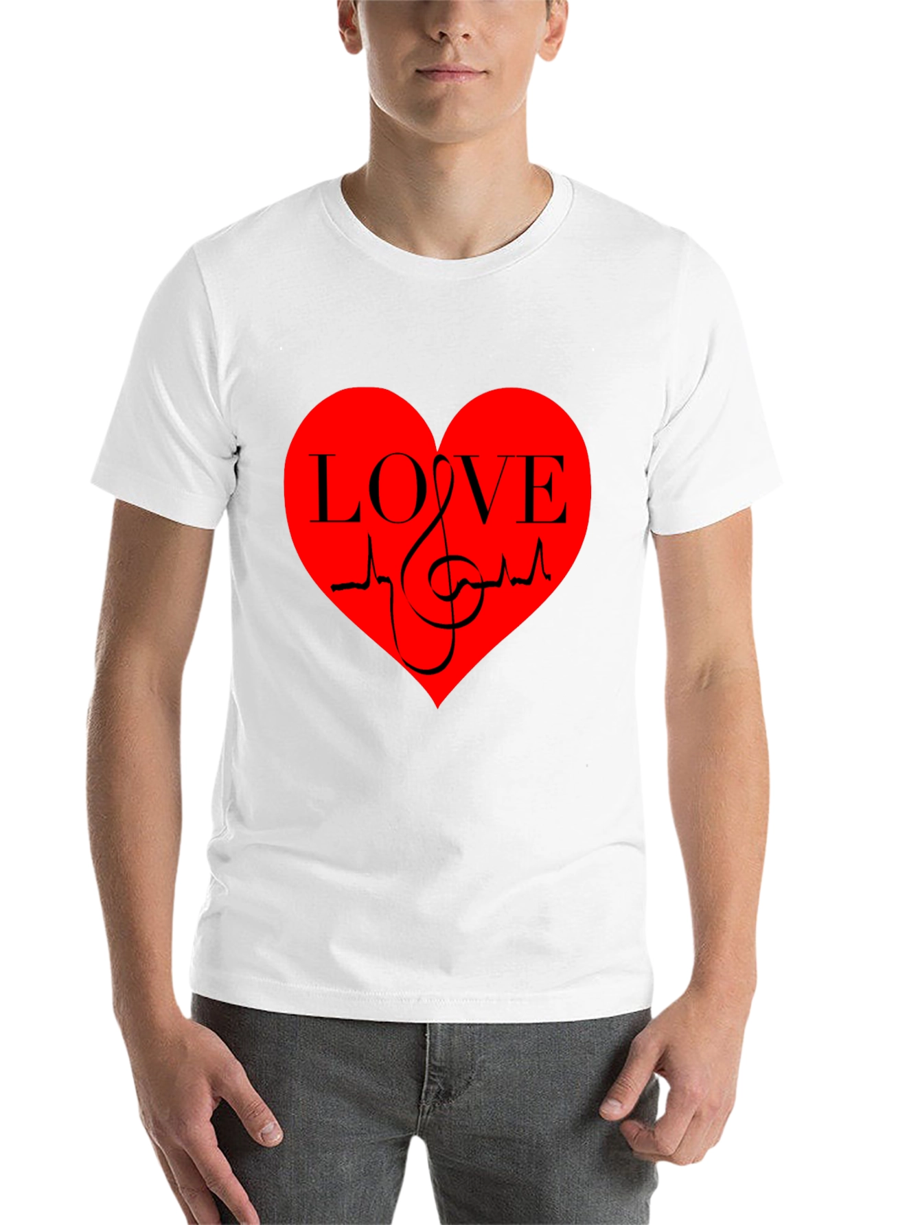 Black Love Music Heartbeat Graphic T-Shirt - Black view 14