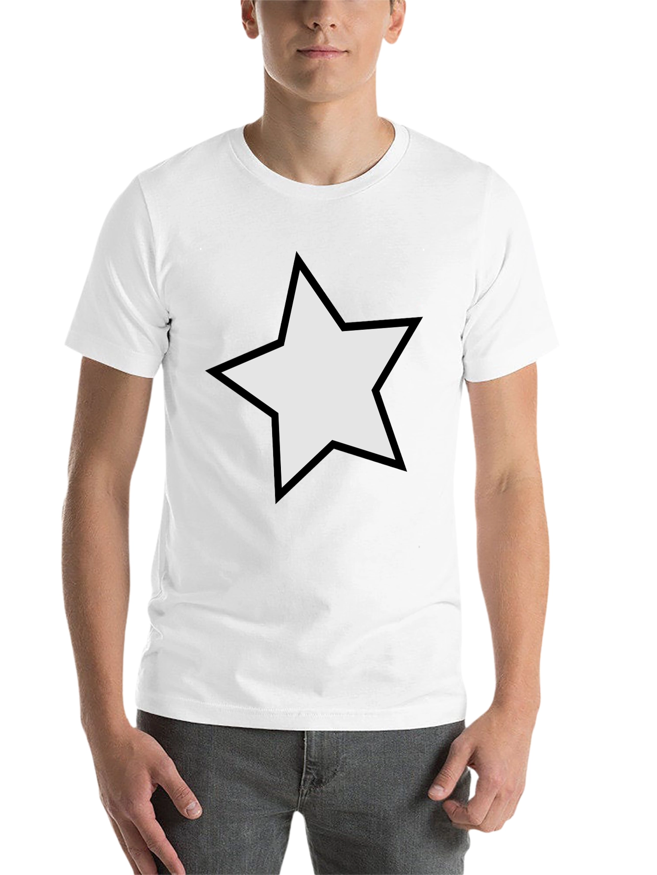 Black Black T-Shirt with Star Design Casual Wear view 14