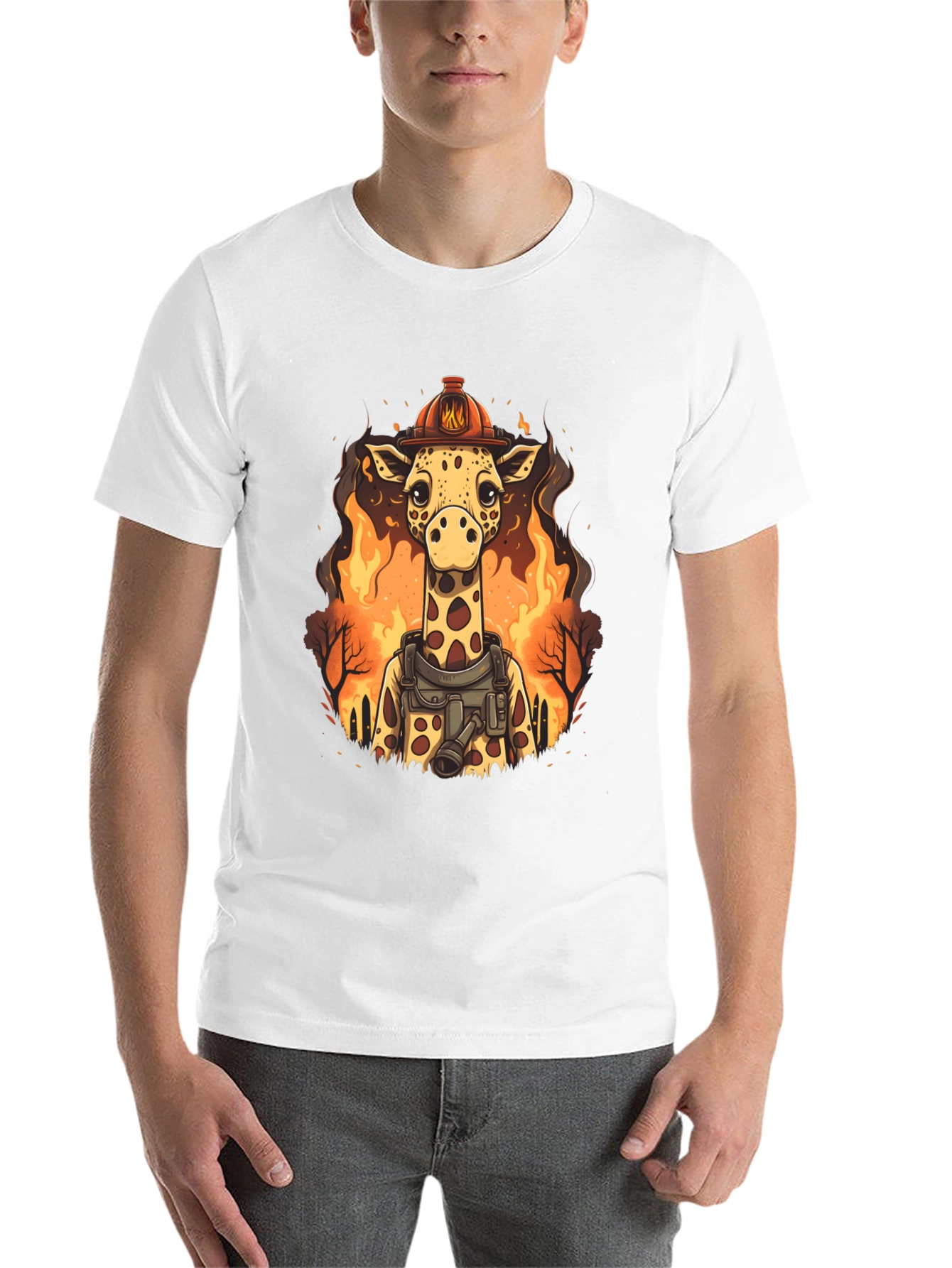 Black Giraffe Firefighter Graphic Tee view 14