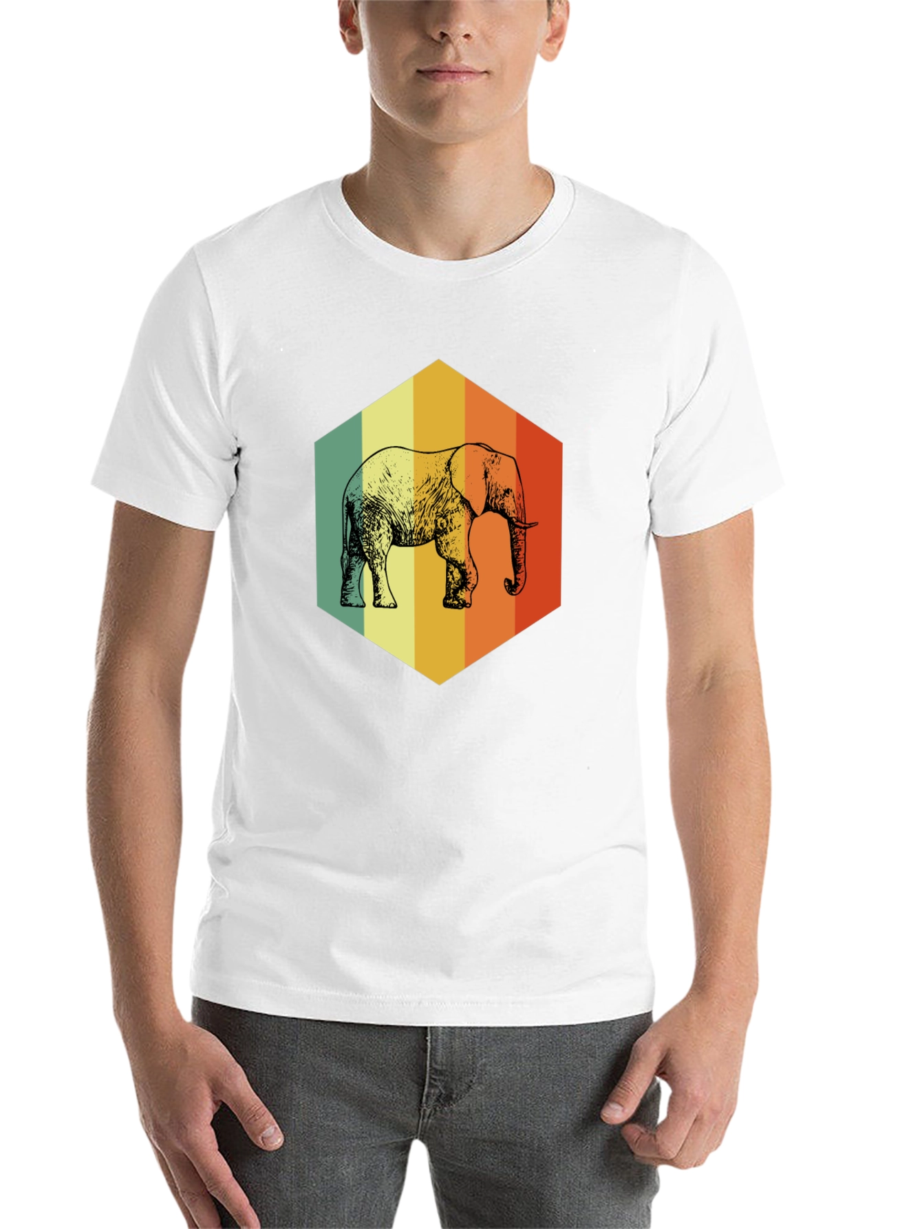Retro Elephant Graphic T-Shirt - Men's - 14