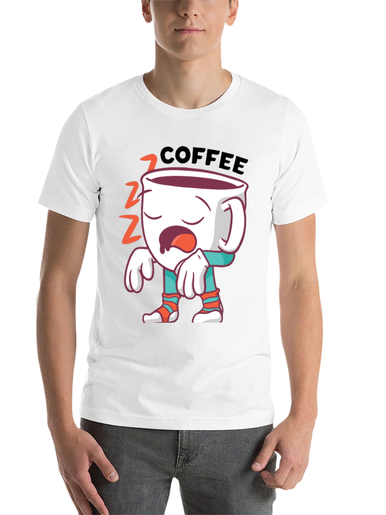 Black Funny Sleepy Coffee T-Shirt - Wake Up Call Tee view 14