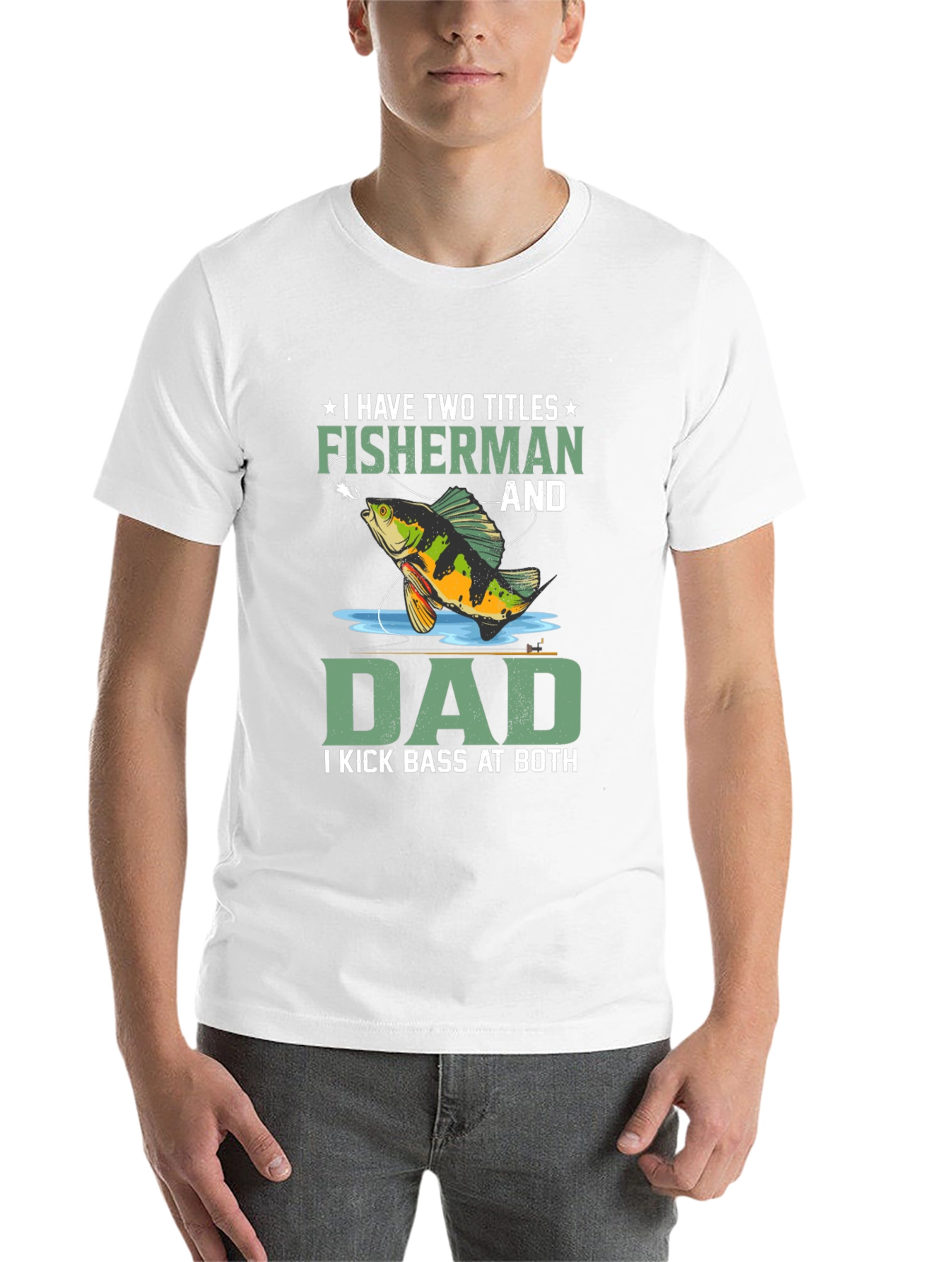 Black Fisherman Dad T-Shirt: I Kick Bass At Both view 14