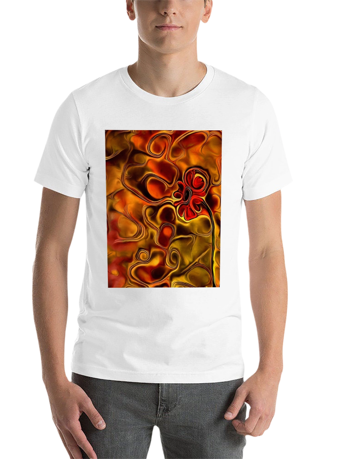 Black Abstract Flower Graphic Black T-Shirt view 14