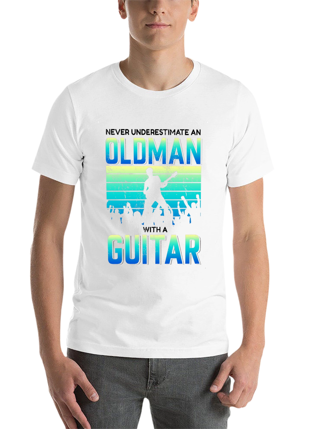 Black Never Underestimate an Old Man with a Guitar T-Shirt view 14