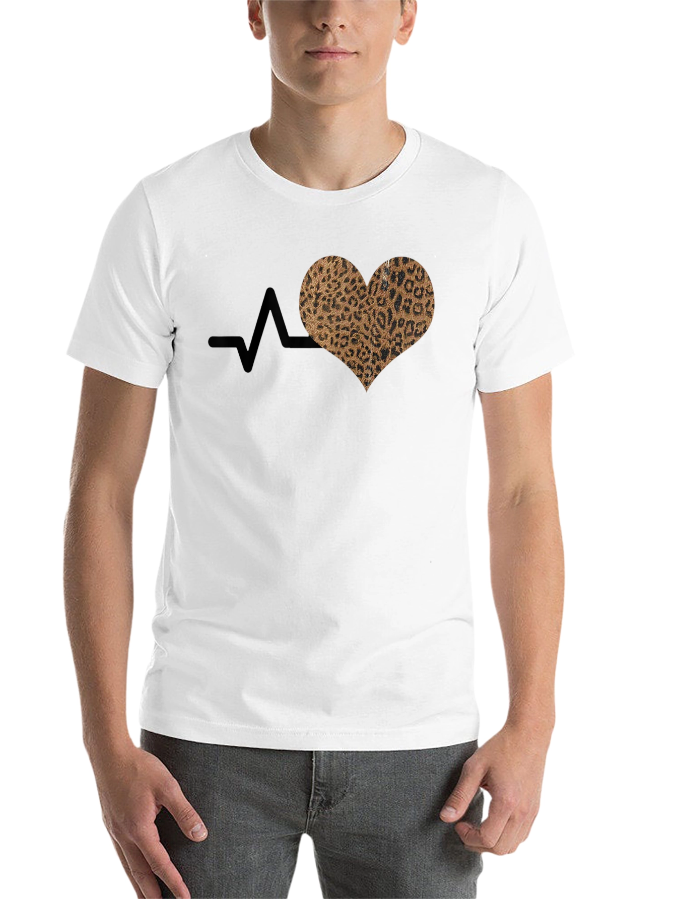 Black Leopard Heartbeat T-Shirt - Stylish Graphic Tee view 14