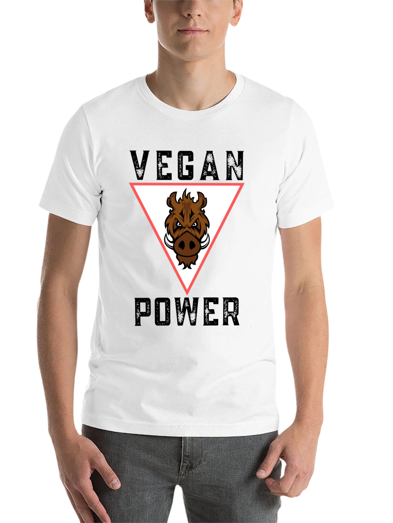 Black Vegan Power T-Shirt - Boar Graphic Tee view 14
