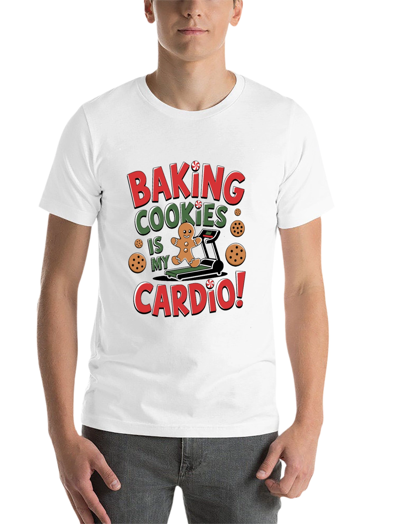 Black Baking Cookies Cardio T-Shirt - Funny Christmas Tee view 14