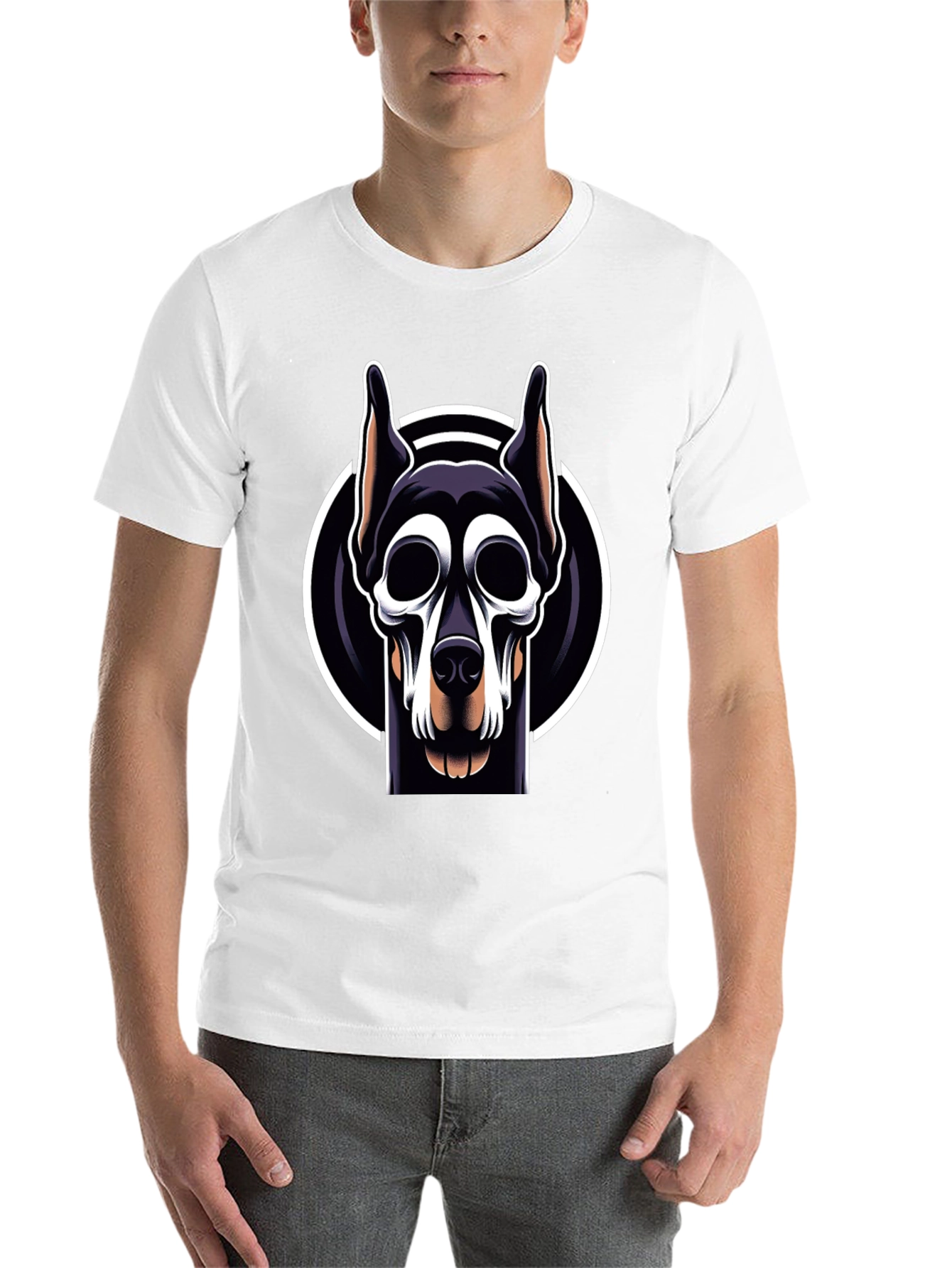 Black Doberman Skull Graphic Tee - Black view 14