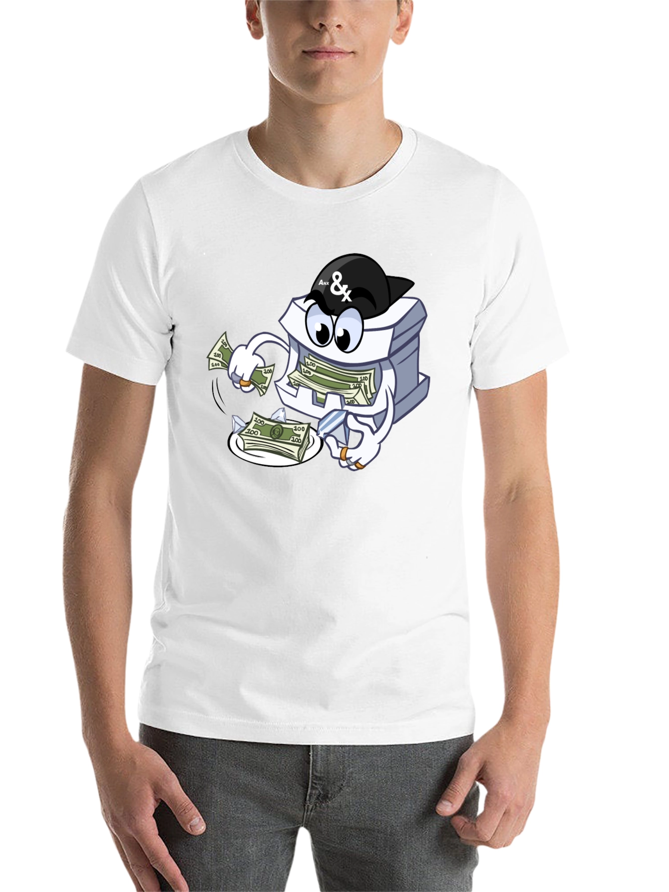 Black Money Stack Cartoon Graphic Black T-Shirt view 14