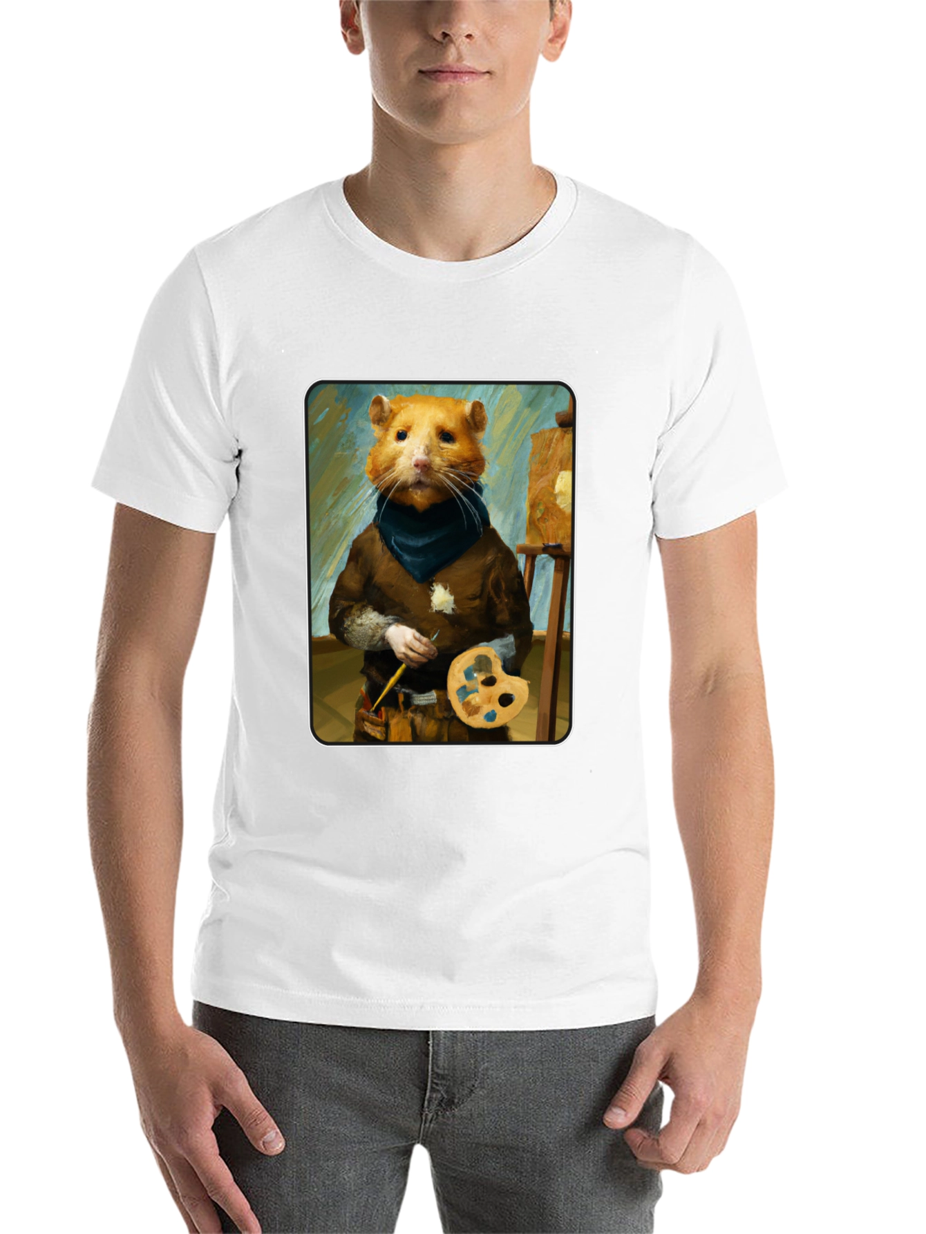 Black Hamster Painter T-Shirt - Artistic Novelty Tee view 14