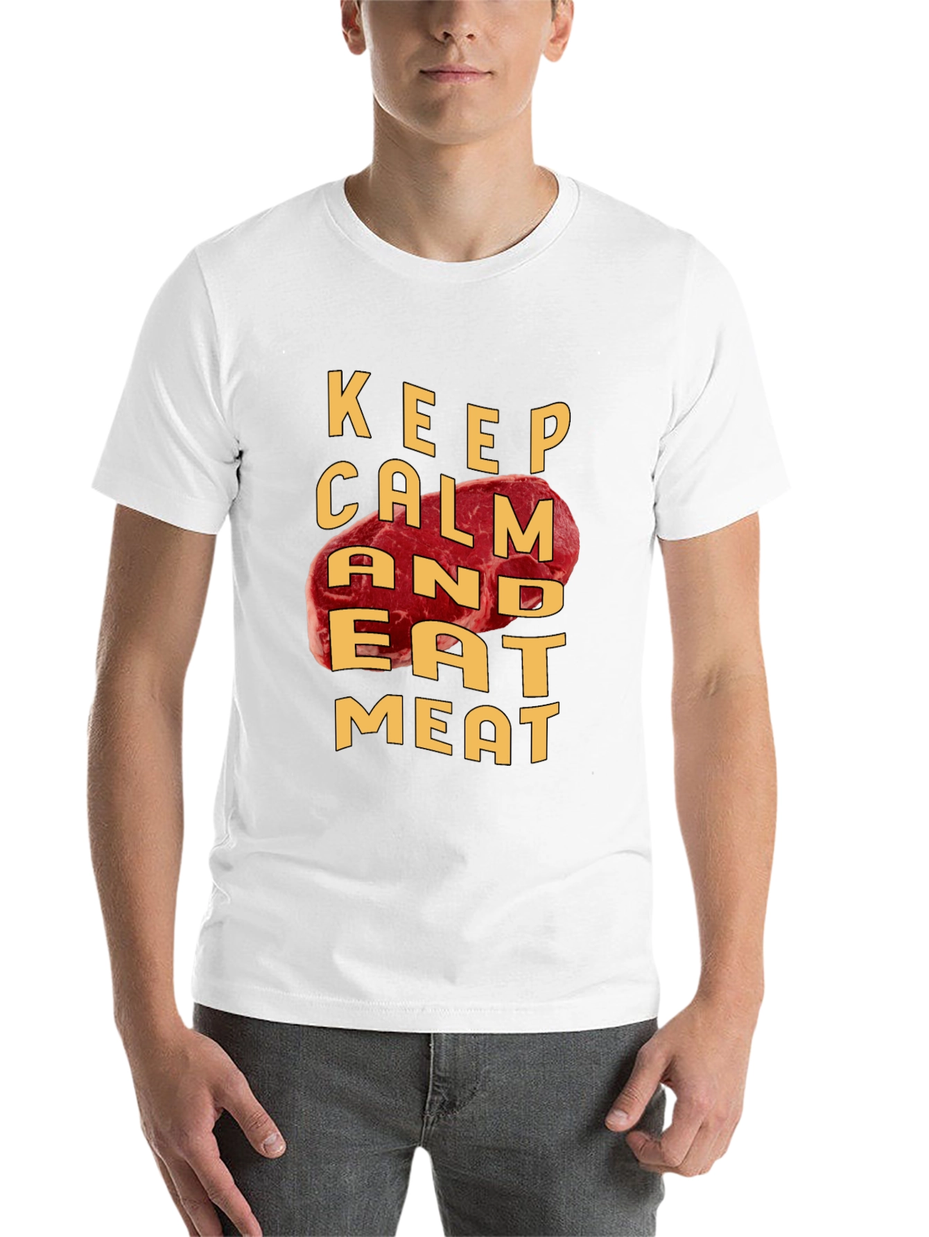 Black Keep Calm and Eat Meat T-Shirt view 14