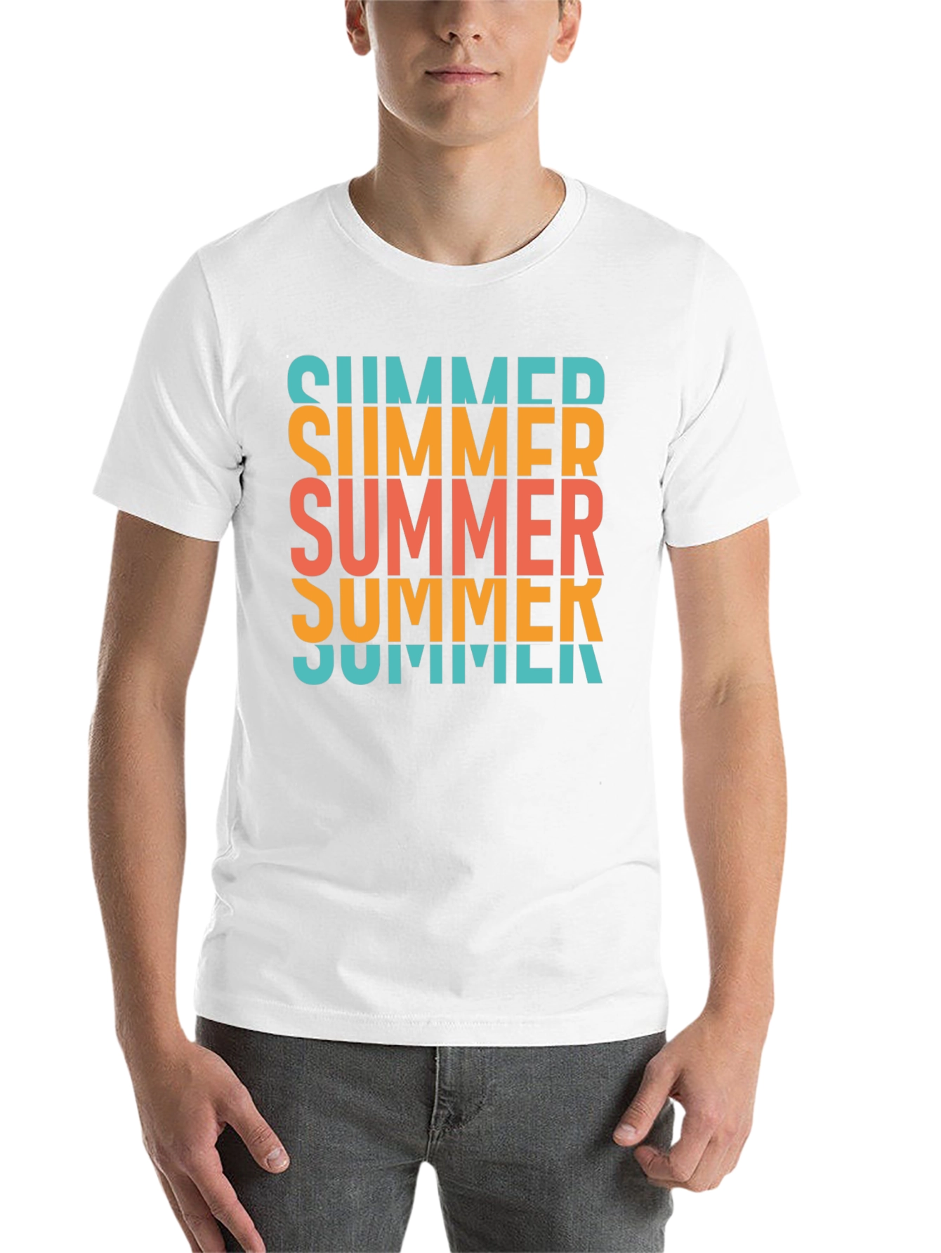 Black Summer Text Stacked Graphic T-Shirt - Casual Cotton Tee view 14