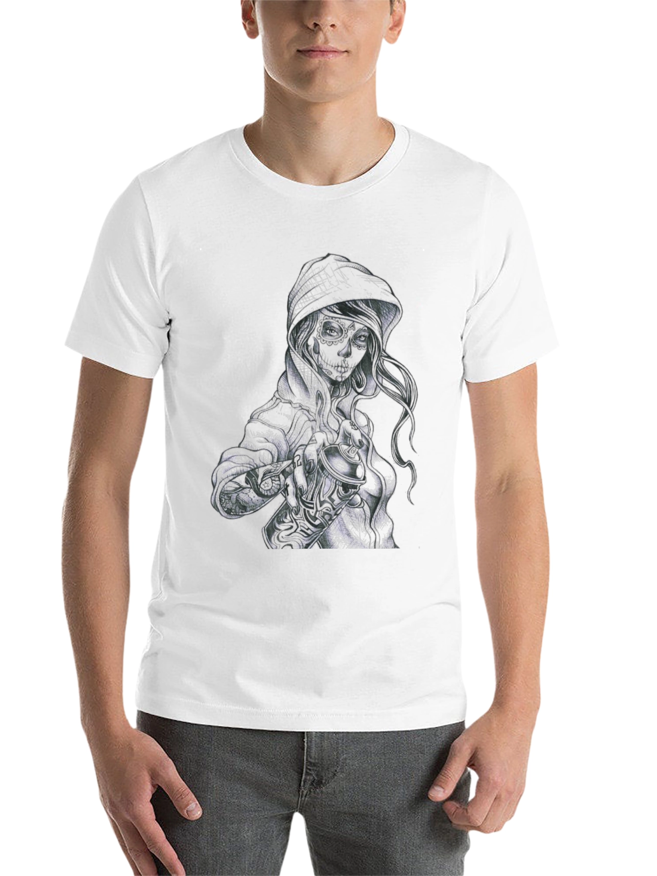 Black Sugar Skull Woman Graphic T-Shirt view 14