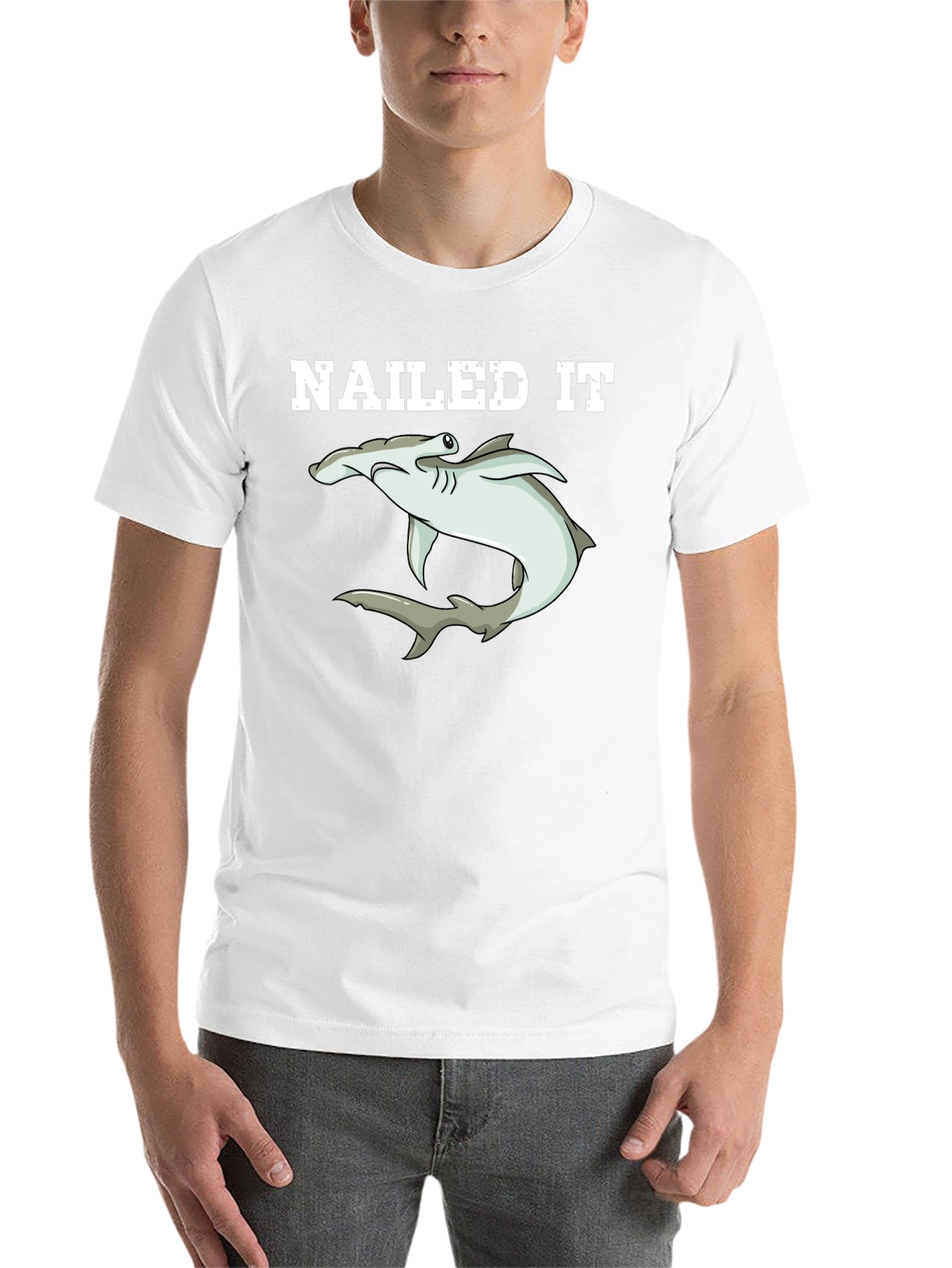 Black Nailed It Hammerhead Shark Graphic T-Shirt view 14