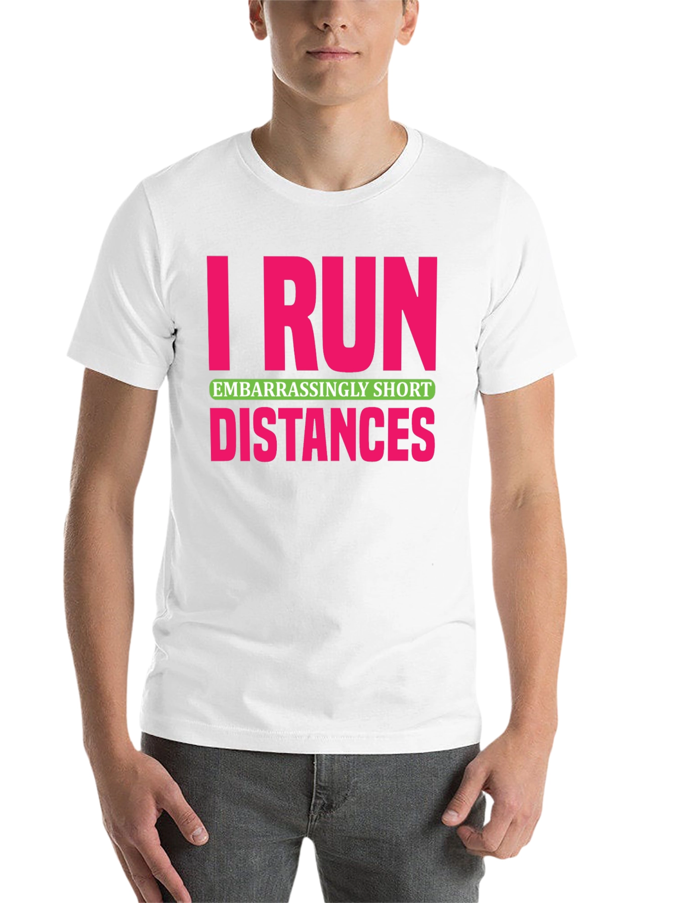 Black I Run Embarrassingly Short Distances T-Shirt view 14