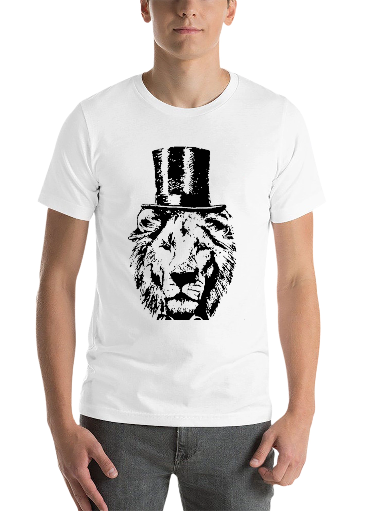 Black Lion in Top Hat Graphic Tee view 14