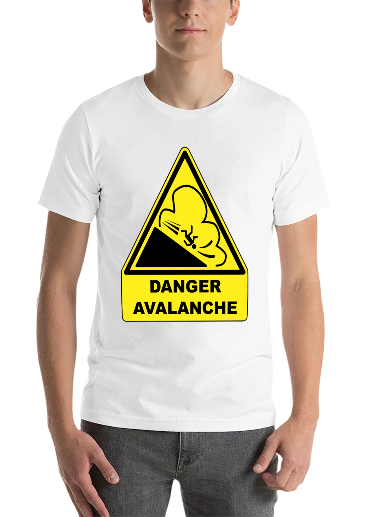 Black Danger Avalanche Warning Black T-Shirt view 14