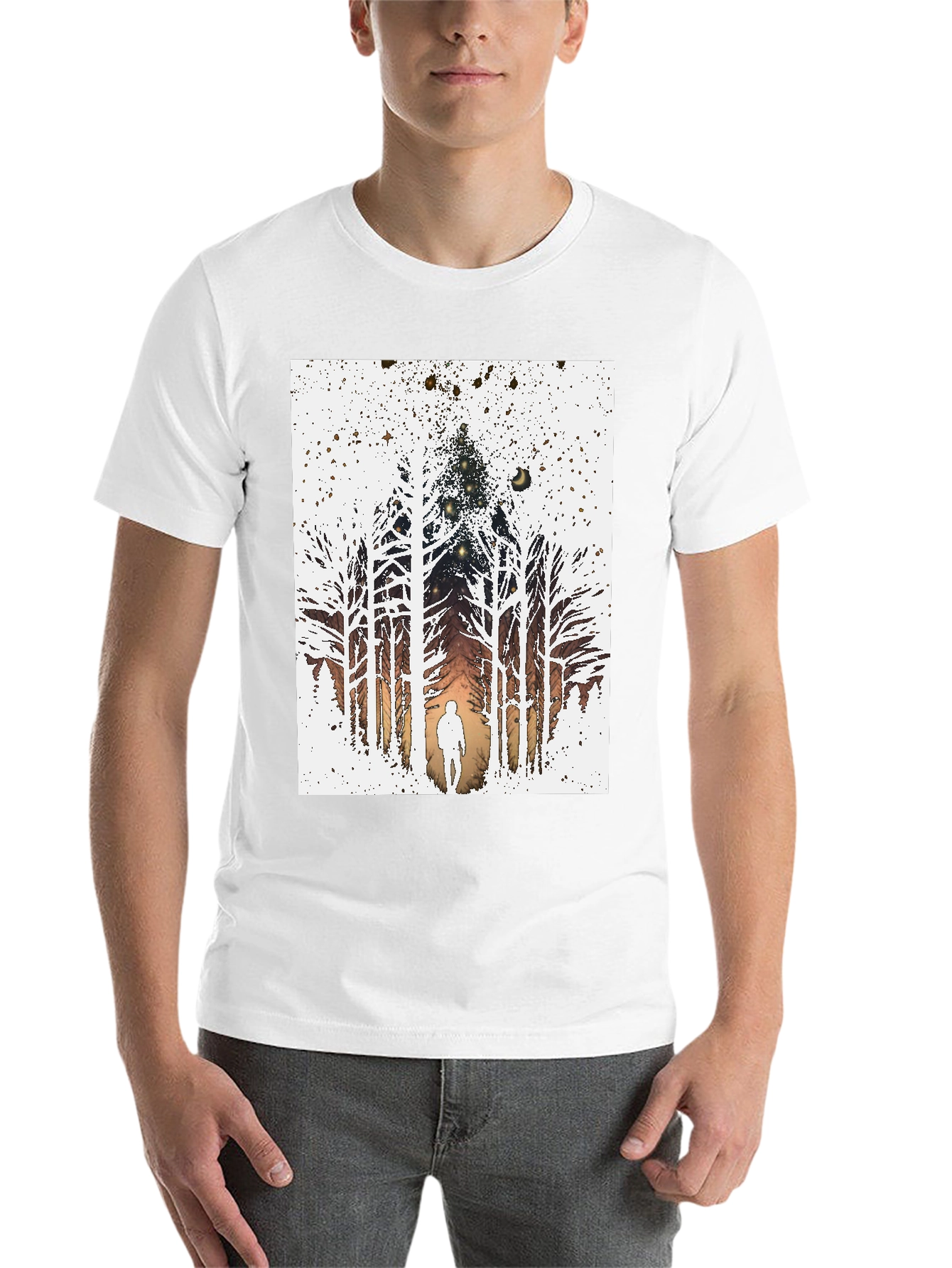 Black Eerie Forest T-Shirt - Silhouette in the Woods view 14