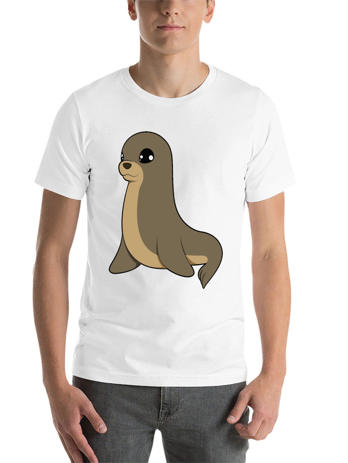 Black Cute Seal Graphic Tee - Casual Black T-Shirt view 14