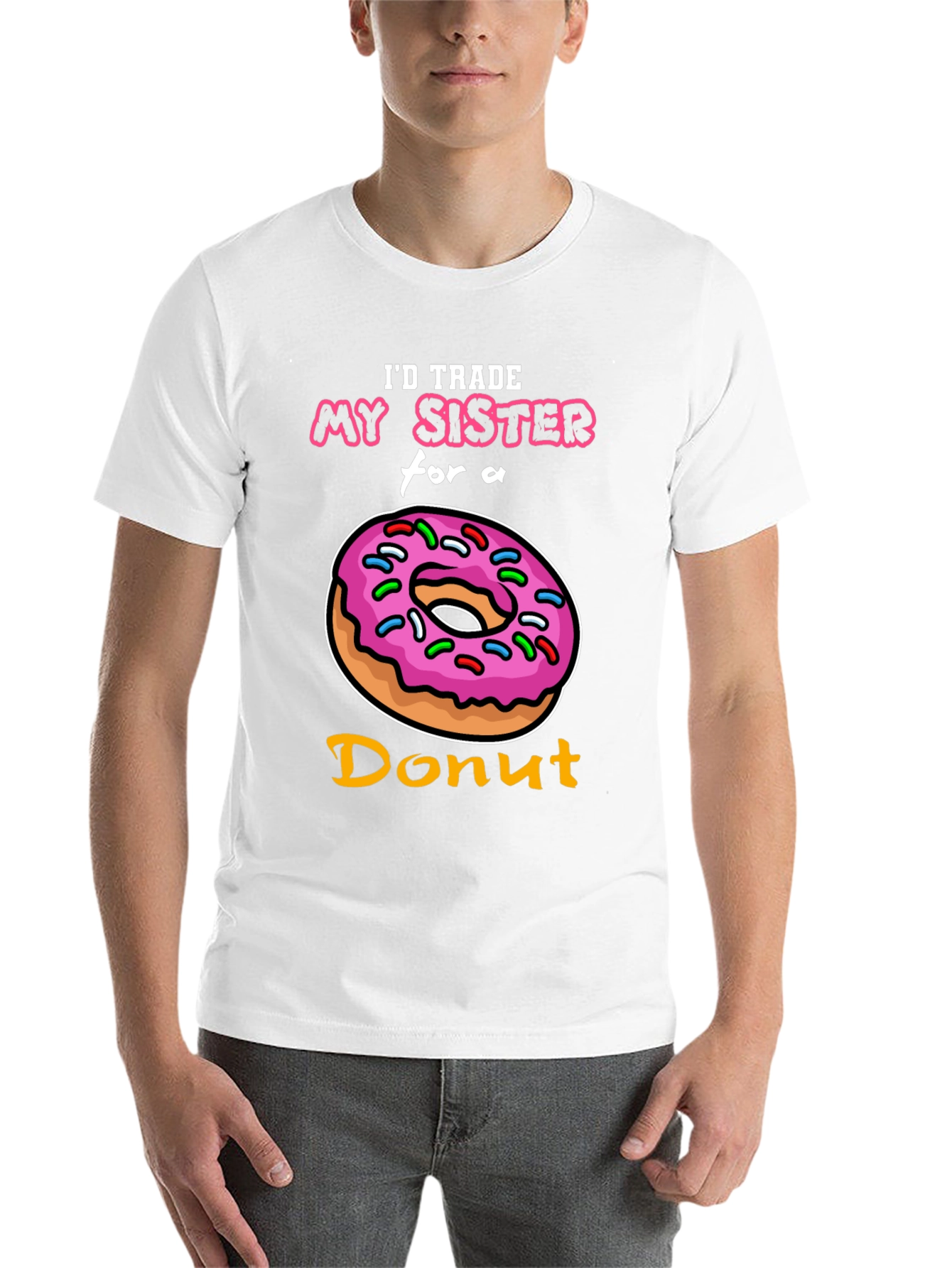 Black I'd Trade My Sister for a Donut T-Shirt view 14