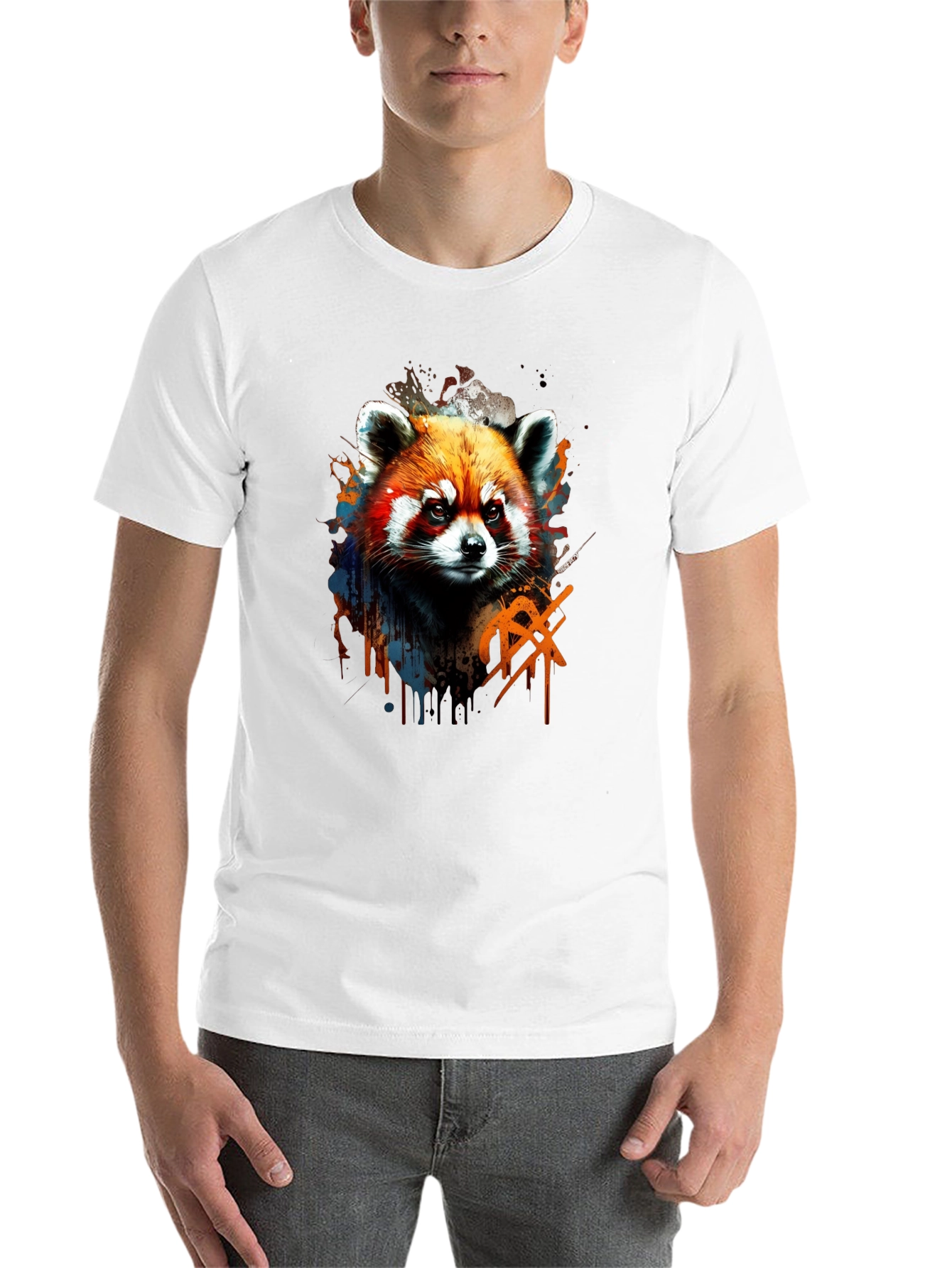 Black Red Panda Graphic Tee - Cool Animal Print Shirt view 14