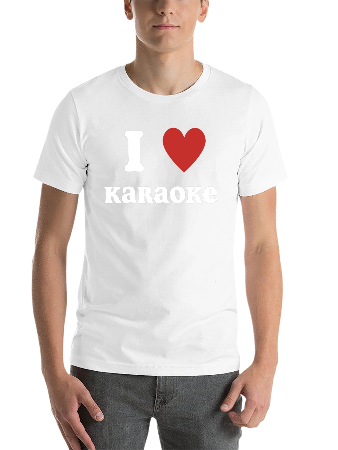 Black I Love Karaoke T-Shirt - Red Heart Design view 14