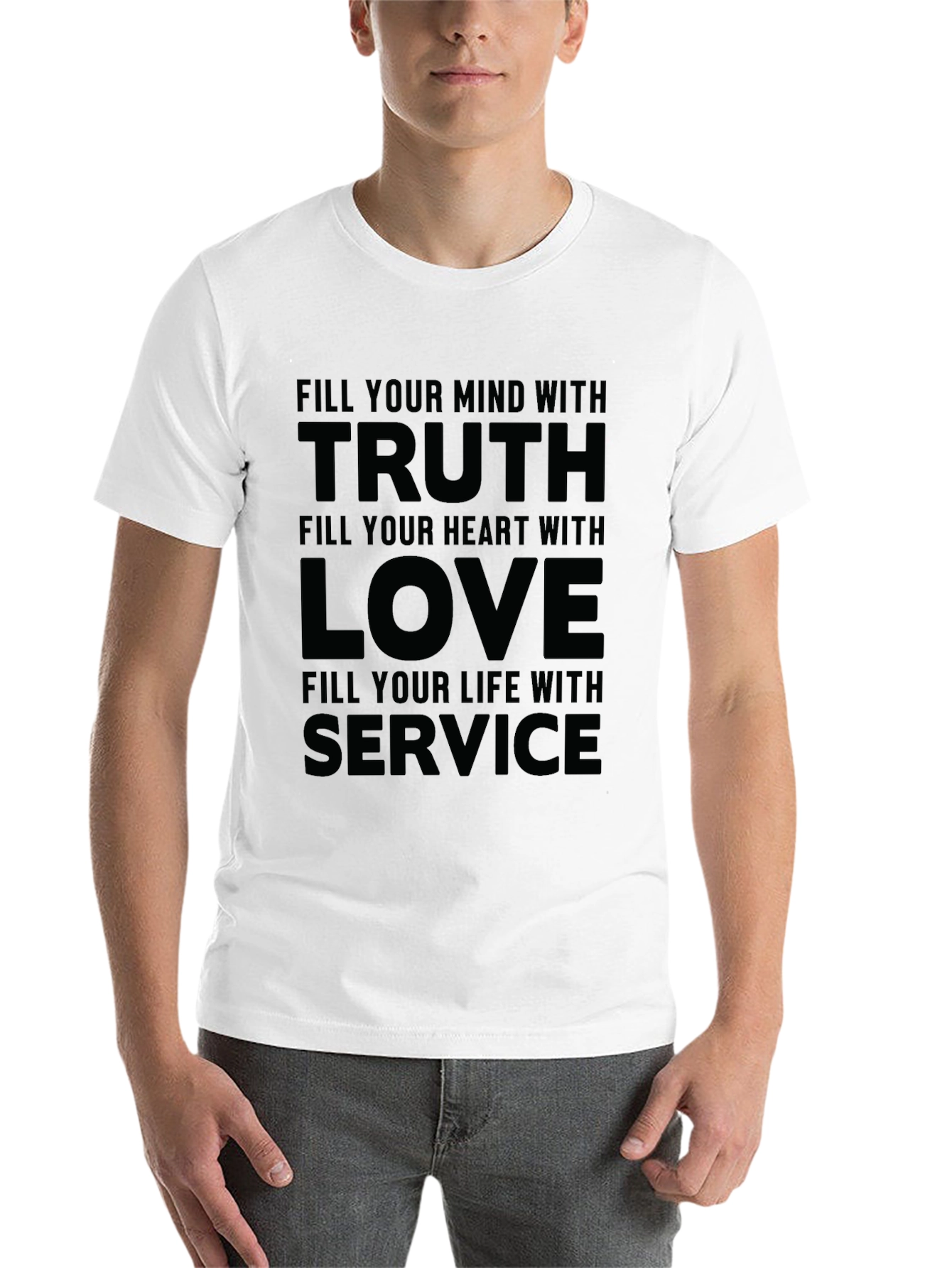 Black Truth Love Service Graphic Tee - Inspirational Quote Shirt view 14