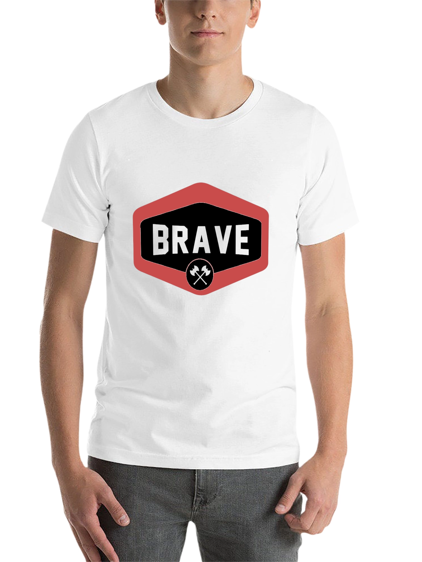 Black Brave Graphic Tee - Black Crew Neck view 14