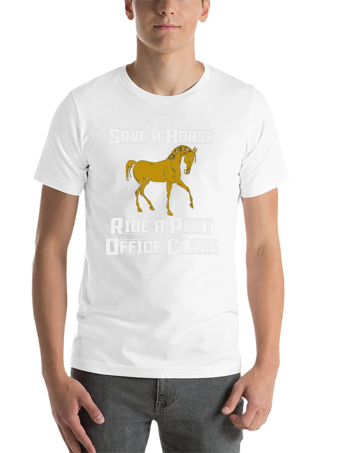 Black Save a Horse Ride a Post Office Clerk Graphic T-Shirt view 14