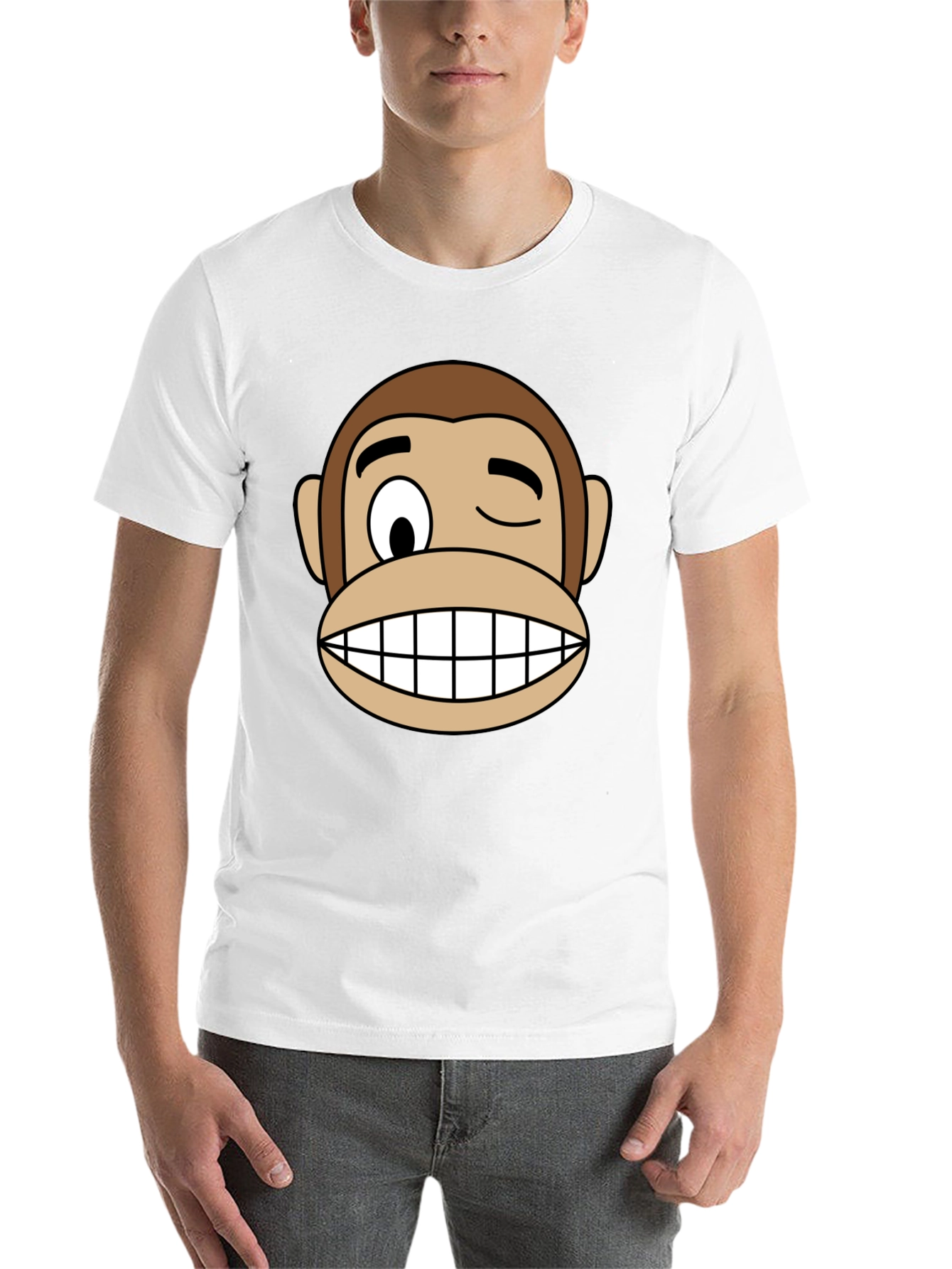 Black Funny Monkey Face Graphic Black T-Shirt view 14