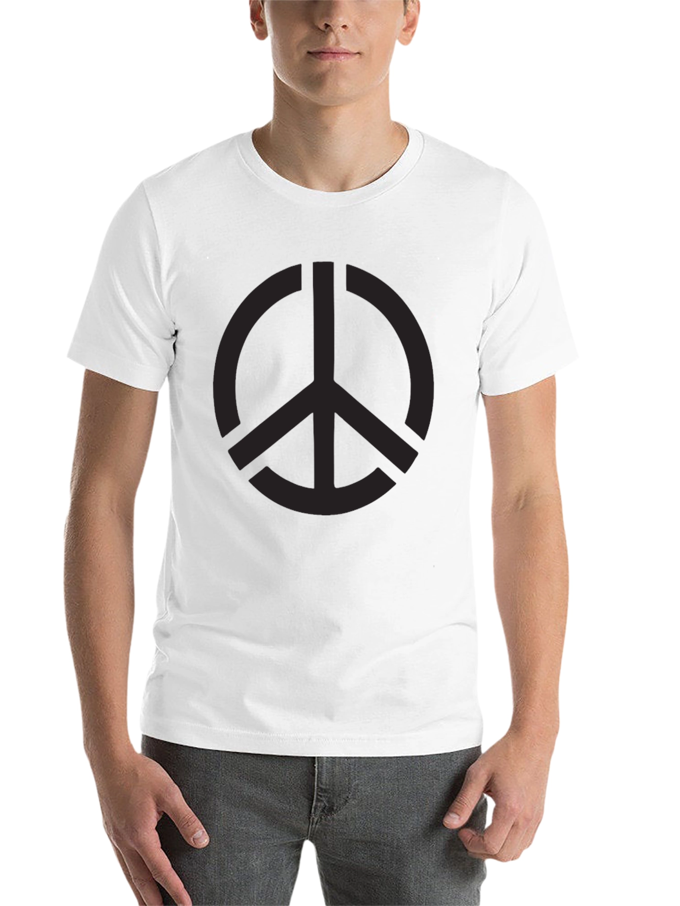 Black Men's Black Peace Sign Graphic T-Shirt view 14