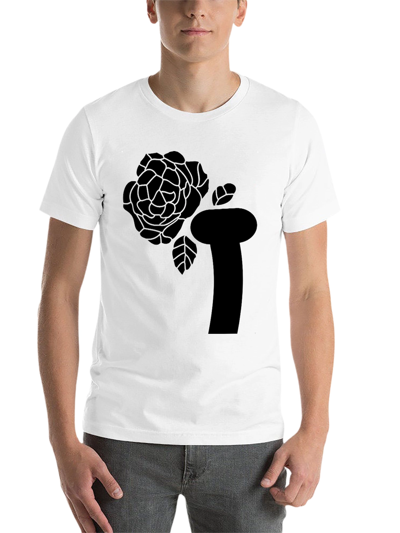 Black Black T-Shirt with Abstract Rose Graphic view 14