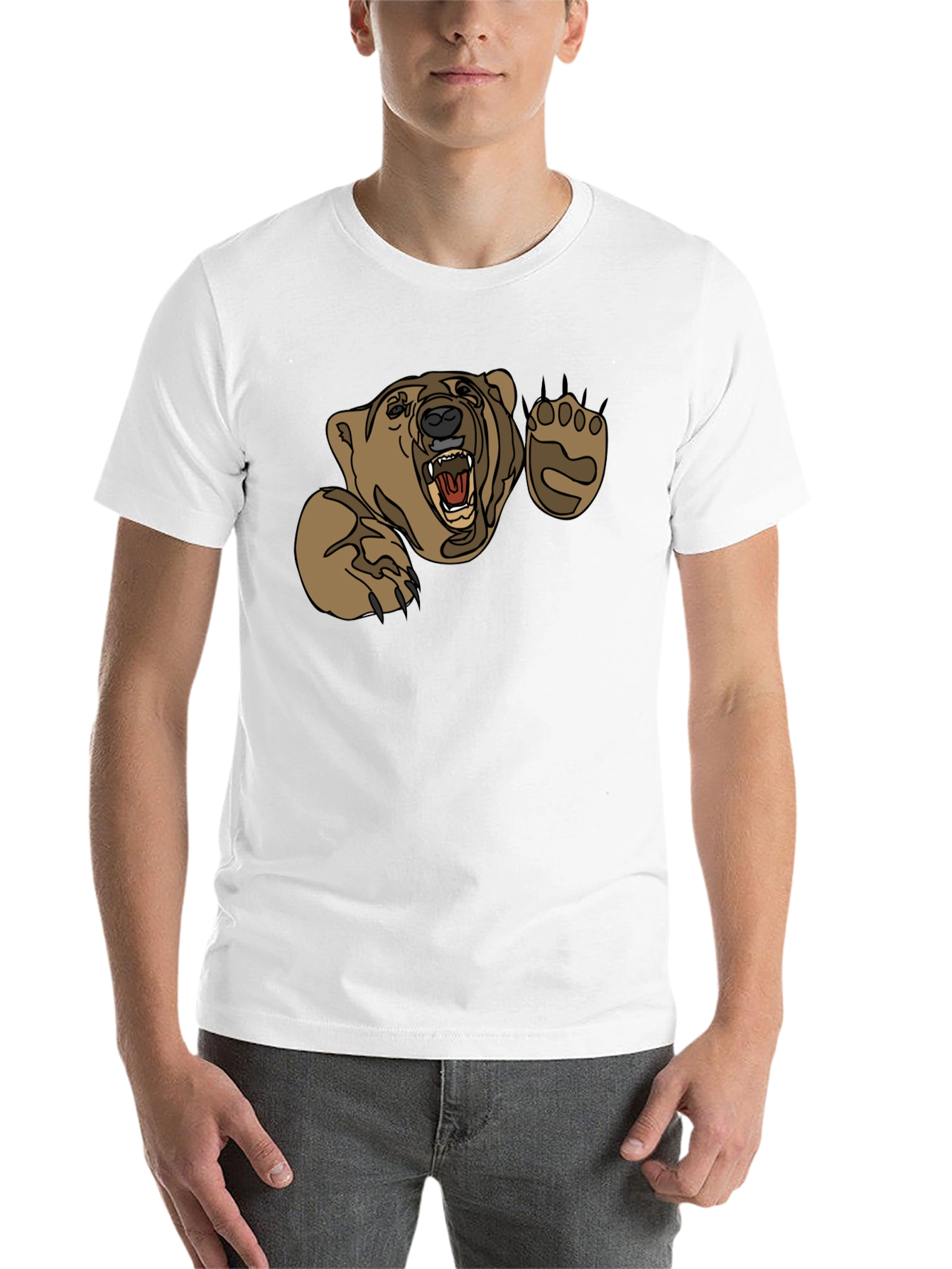 Black Grizzly Bear Graphic Print Black T-Shirt view 14