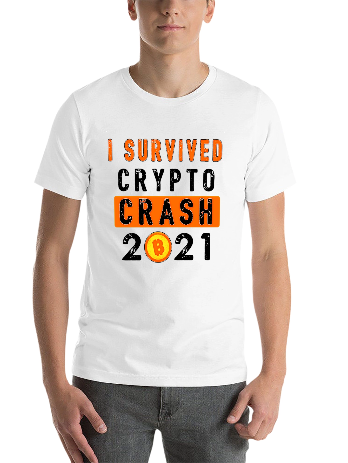 Black I Survived Crypto Crash 2021 T-Shirt view 14
